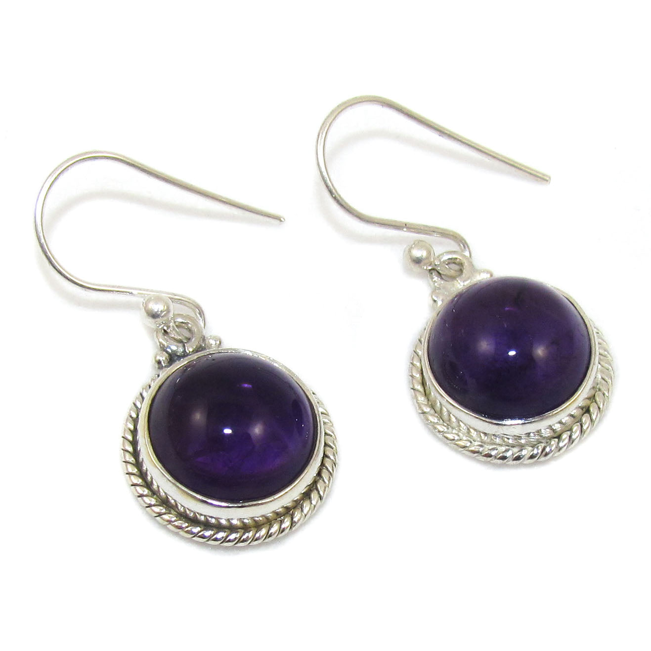 runde Amethyst Edelstein Ohrringe Sterlingsilber - Frieden und Harmonie
