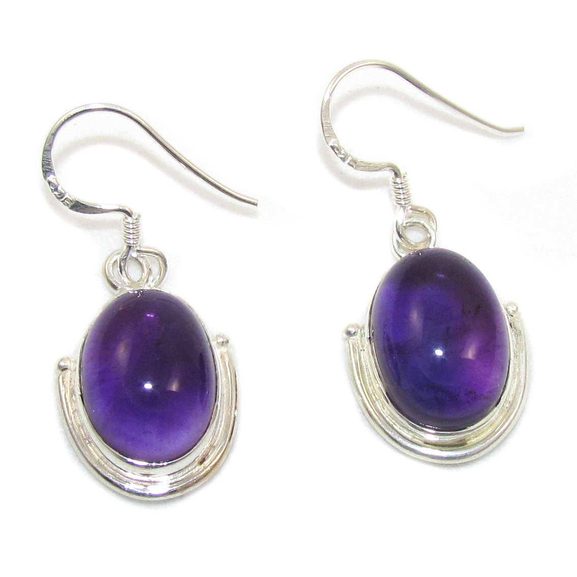 ovale Amethyst Edelstein Ohrringe Sterlingsilber - Frieden und Harmonie
