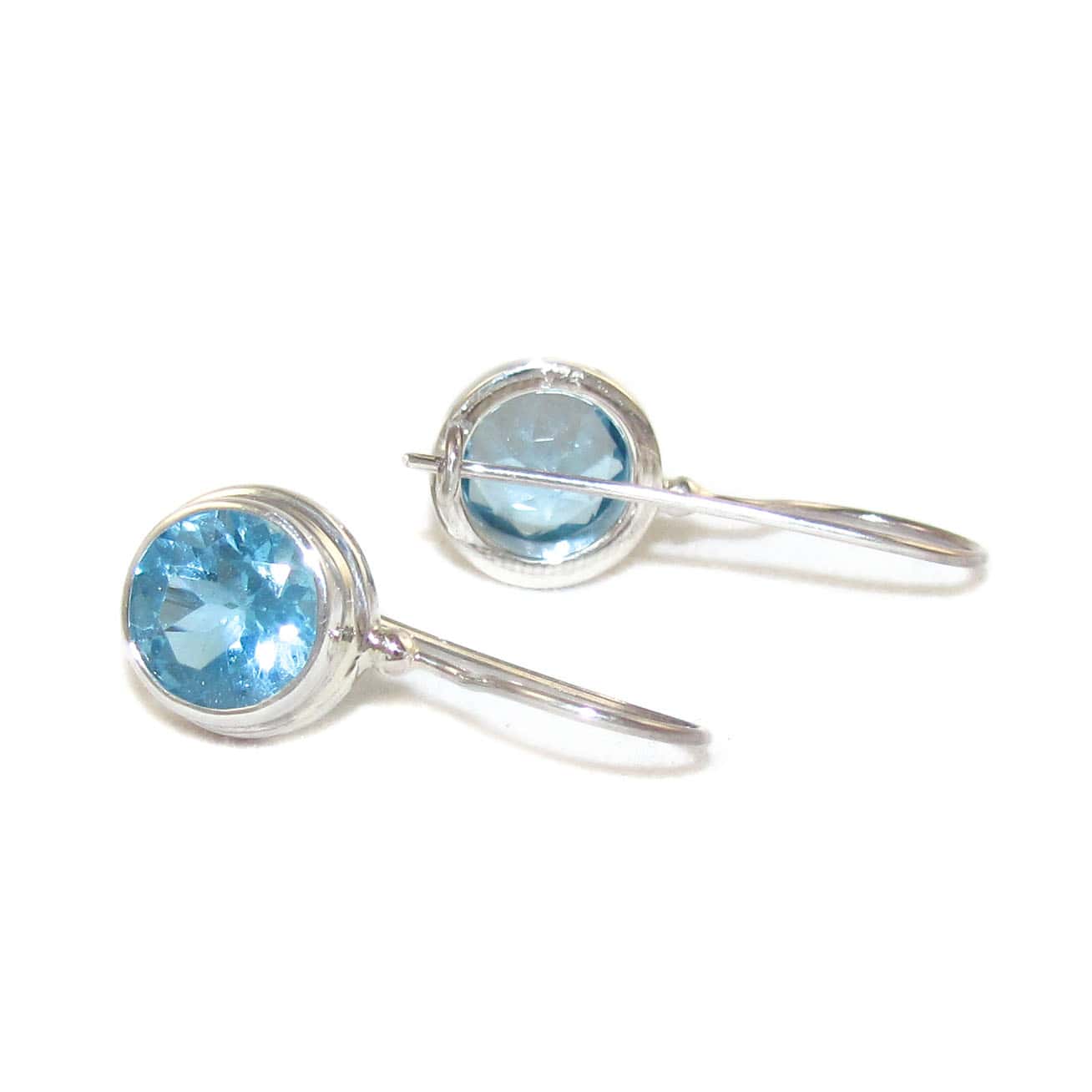 Aquamarin Edelstein Ohrringe Sterlingsilber edel klassisch, rund, für Damen - Freiheit