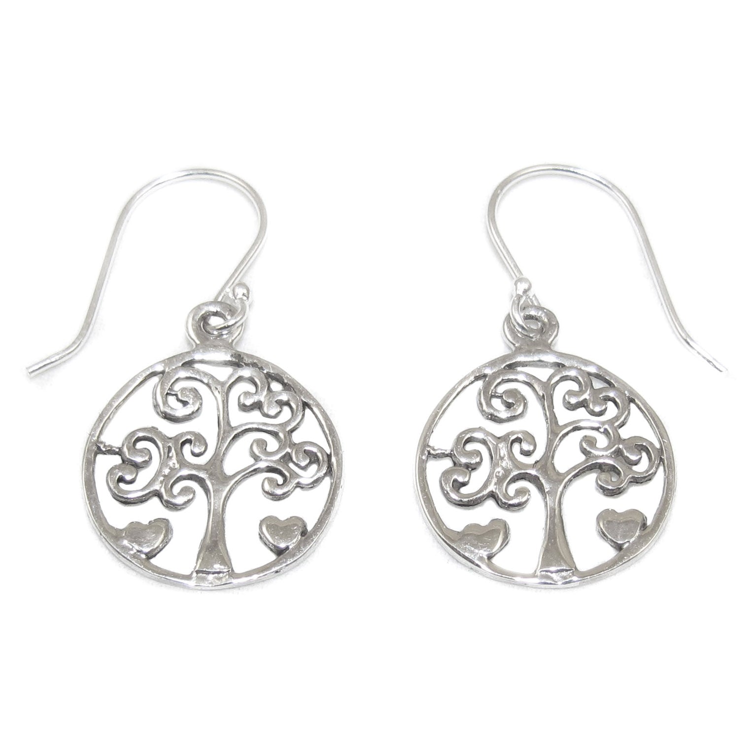 Tree of Life Tree of Life Earrings, Sterling Silver Handmade, World Tree with Heart