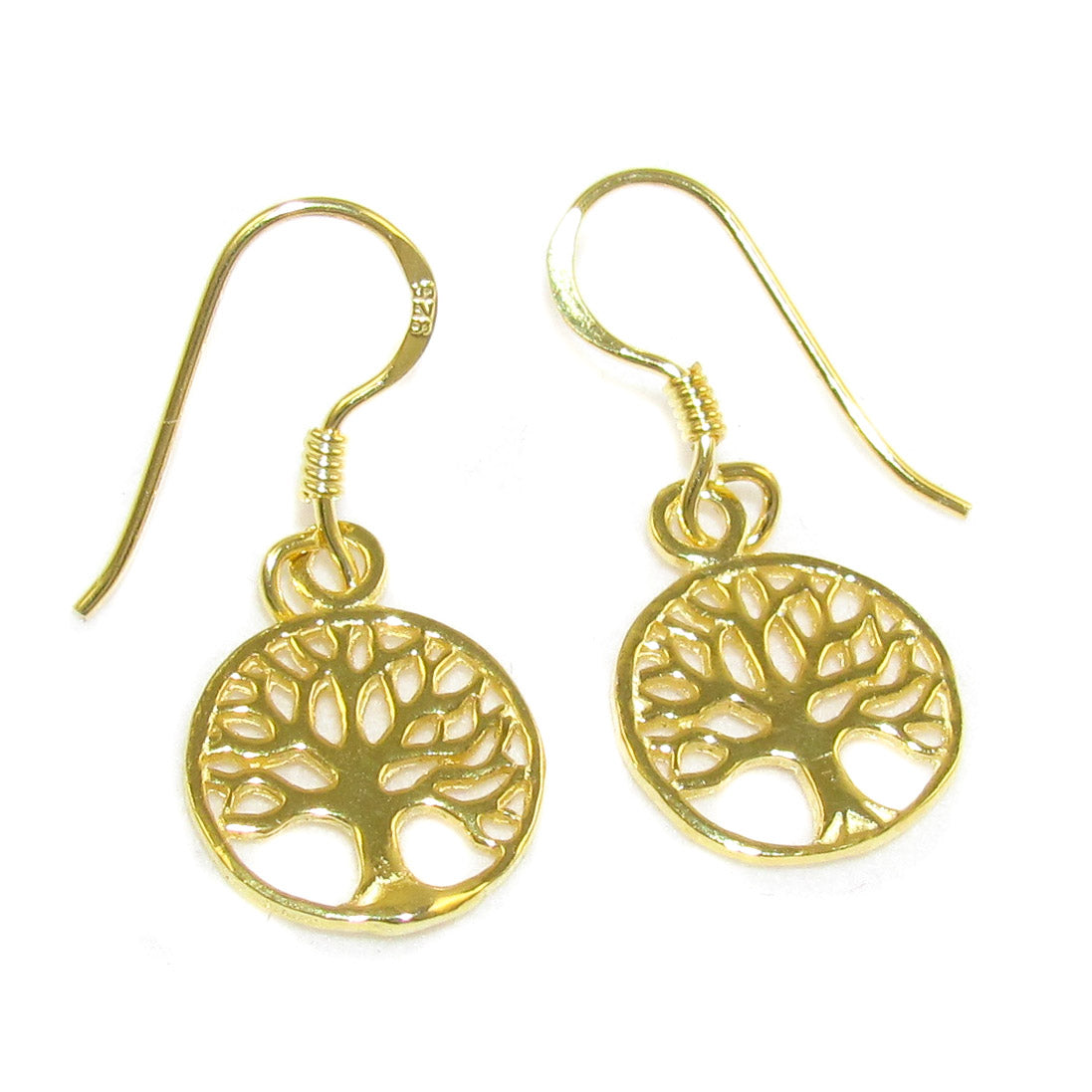 Lebensbaum Schmuck Ohrring gold farben, Ohrhänger Sterlingsilber mit Goldbad