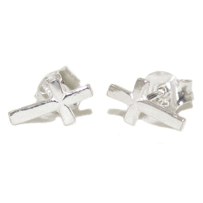 Kreuz Ohrringe Ohrstecker Sterlingsilber glatt