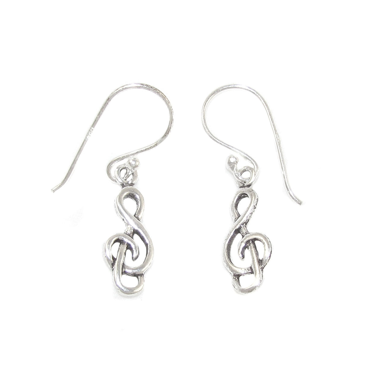 Treble Clef Earrings Sterling Silver