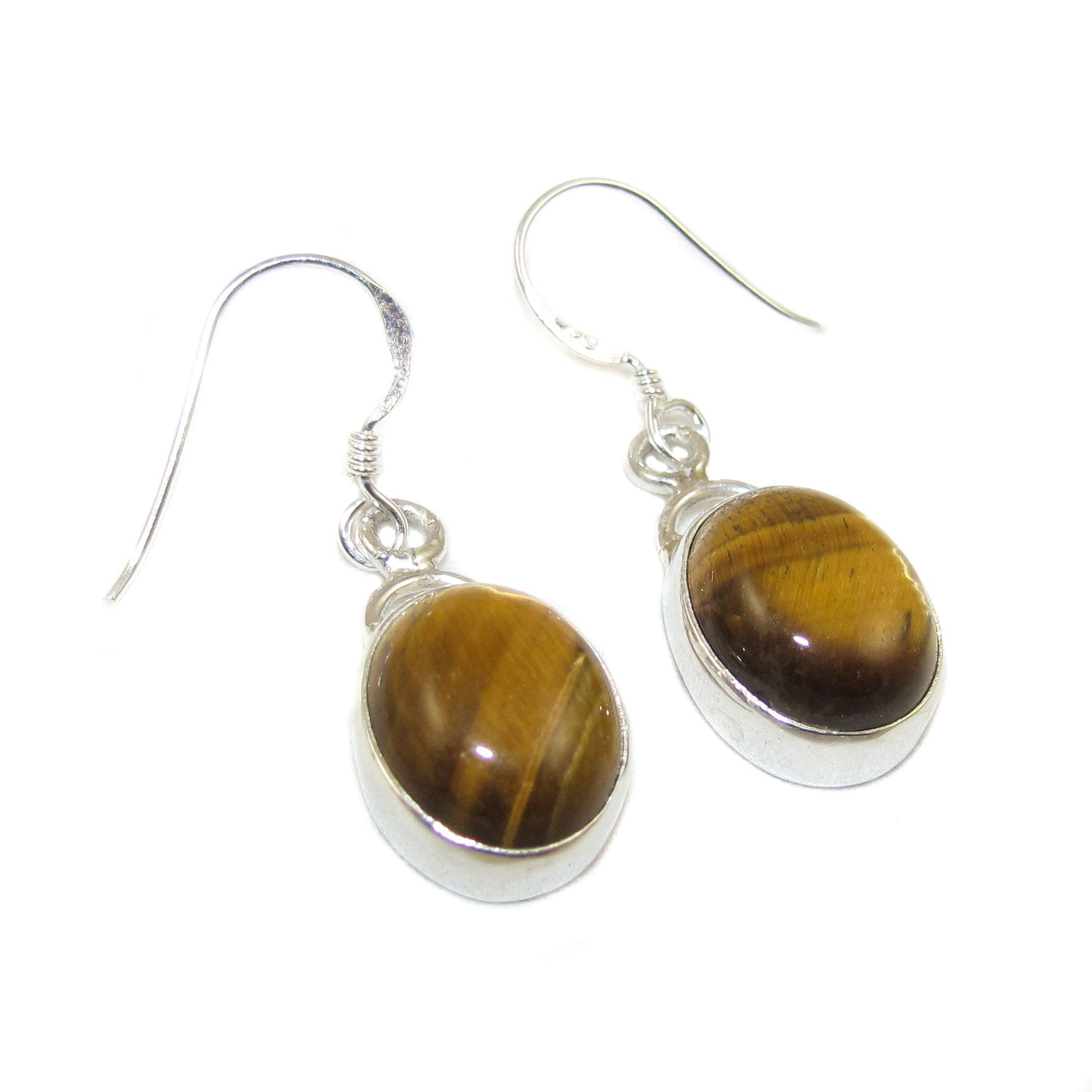 Tigerauge Edelstein Ohrringe Sterlingsilber, oval - Mutmacher