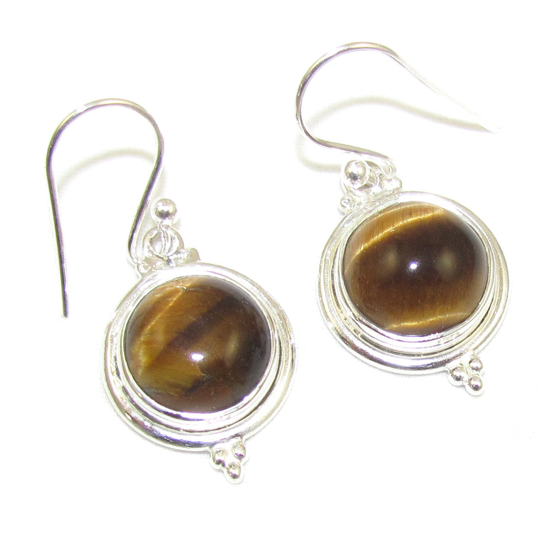 Tigerauge Edelstein Heilstein Ohrringe Sterlingsilber - Ausgeglichenheit