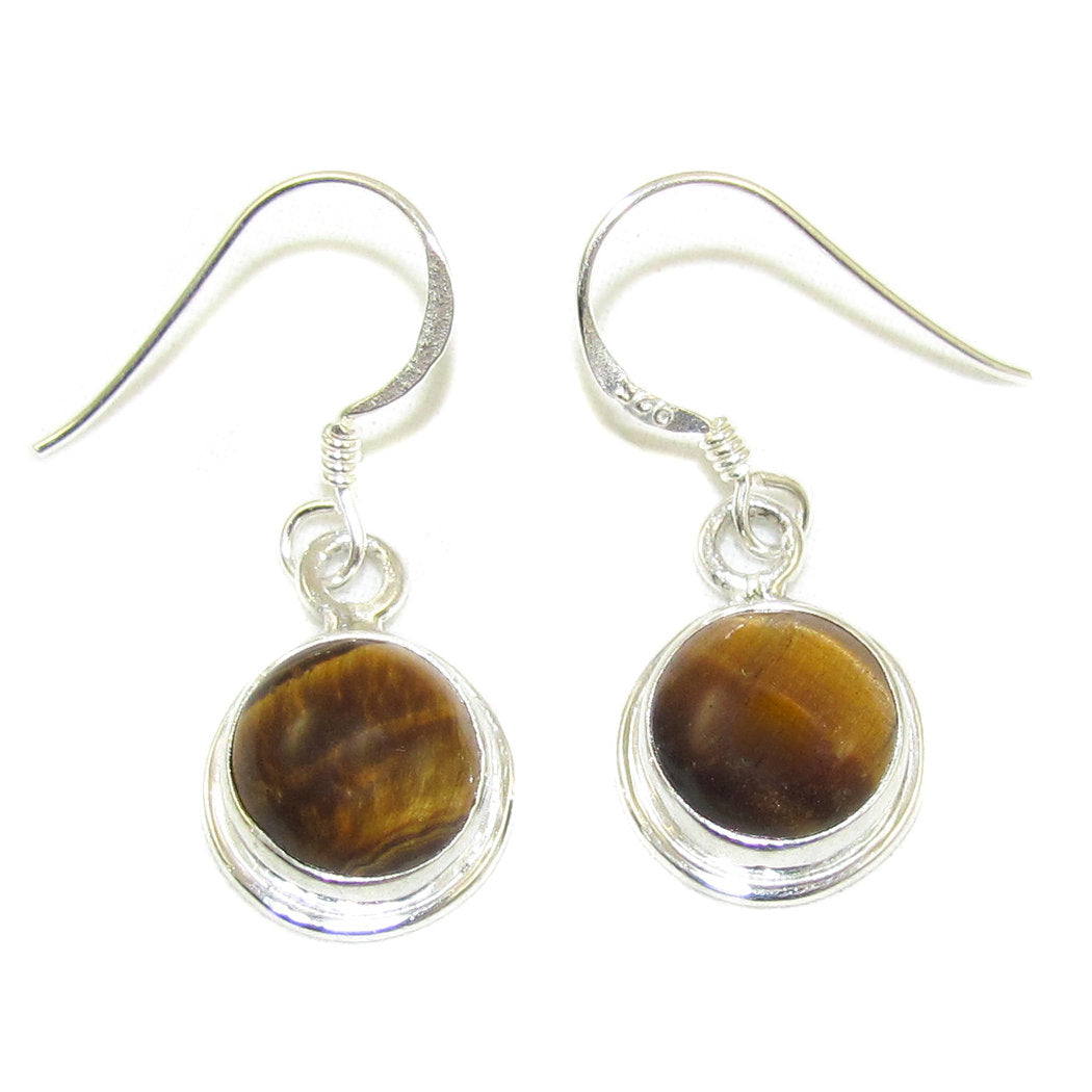 Tiger Eye Gemstone Healing Stone Earrings Sterling Silver - Courage