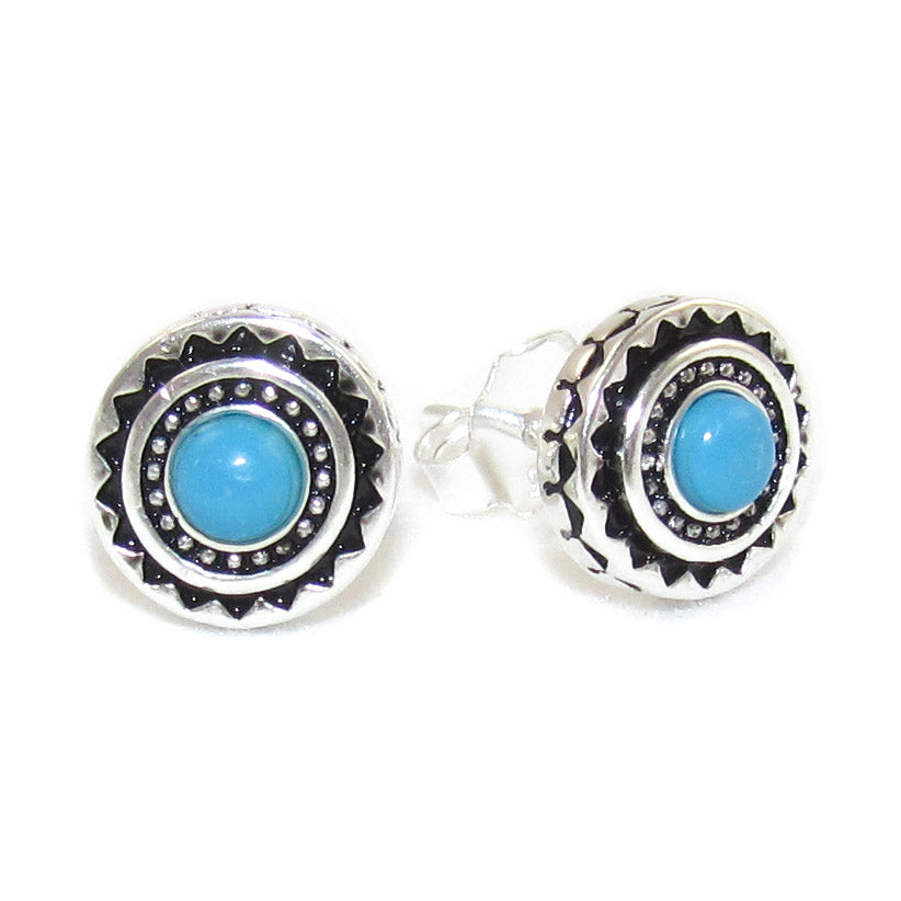 🌀 Pendientes de plata de ley con piedras preciosas turquesas, consagrados para el éxito y la confianza en uno mismo.