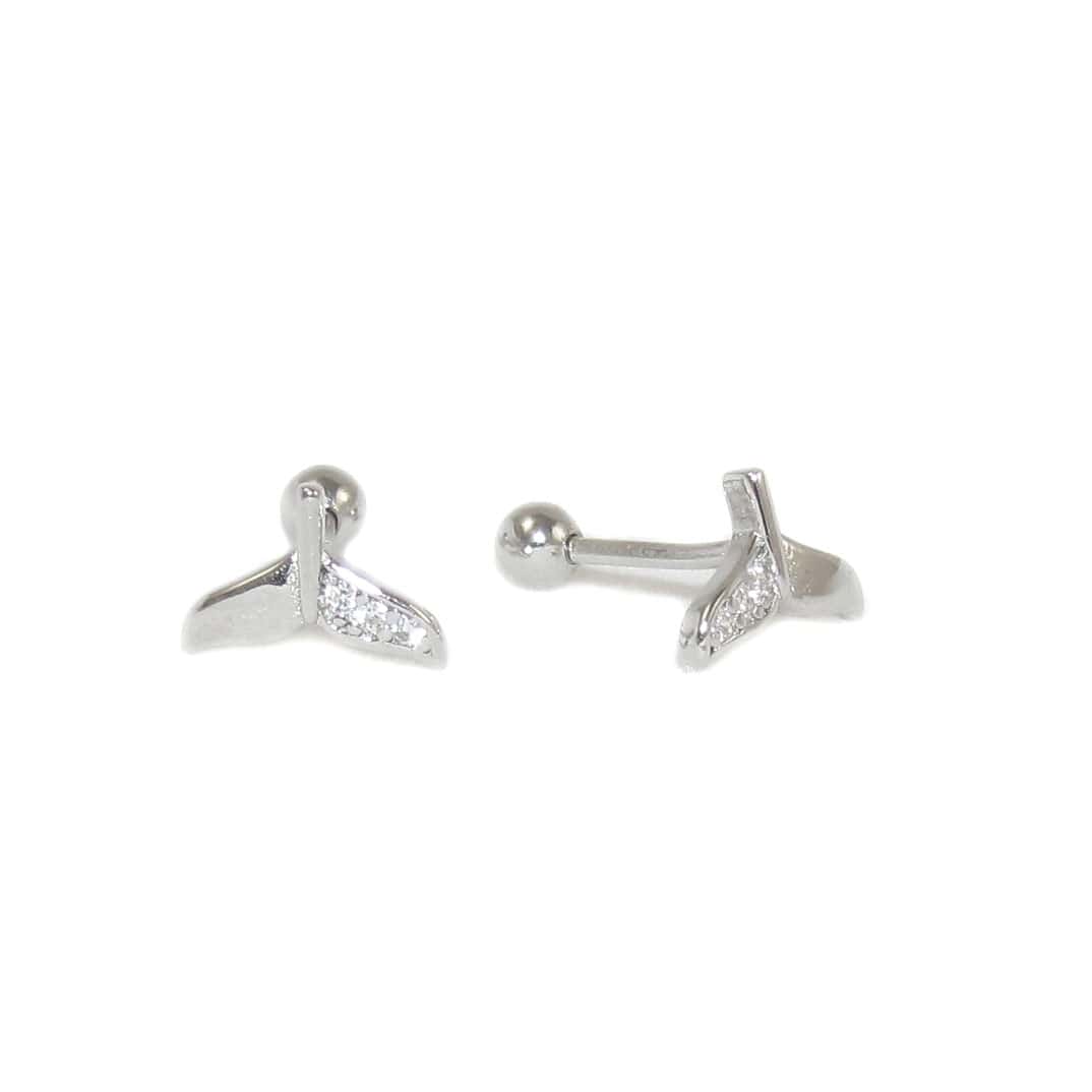 Walflossen Ohrringe Ohrstecker, Sterlingsilber Ohrschmuck filigran, Krafttier Schmuck Wal