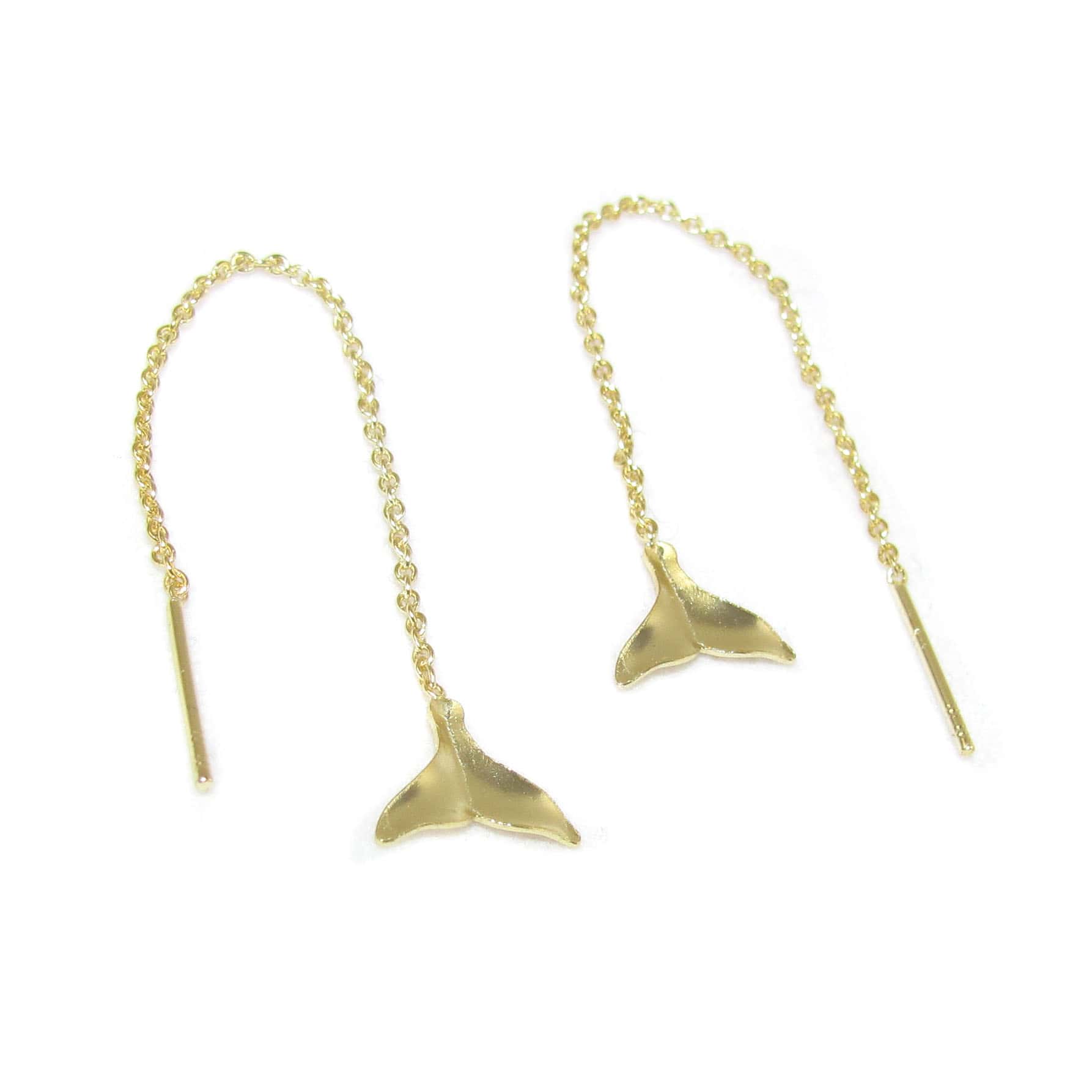 🐋 Walflosse Symbol & Krafttier Wal Ohrringe – Gold vergoldet, filigraner Ohrschmuck