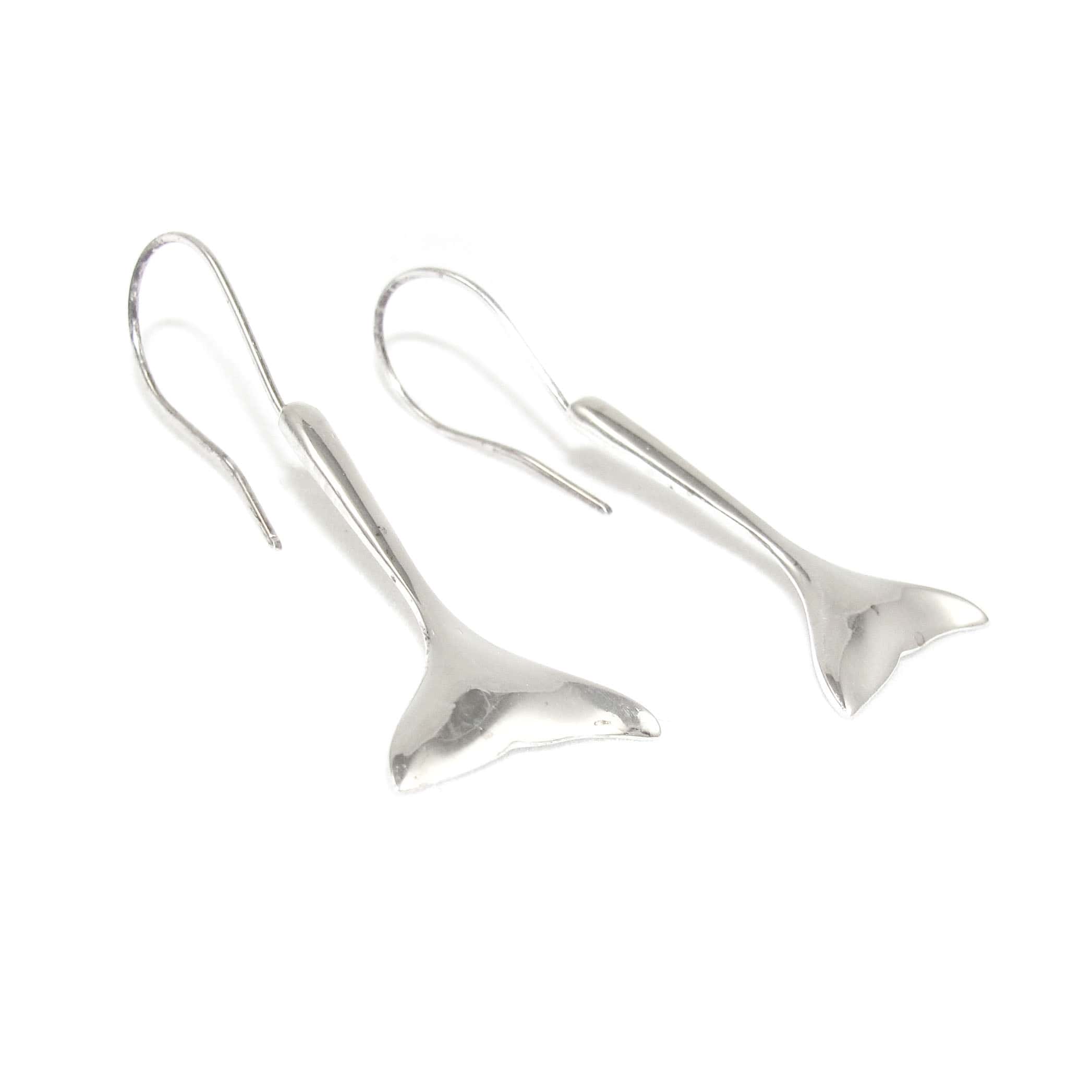 Walflosse Design Ohrringe, Sterlingsilber Ohrschmuck, lang, Krafttier Wal