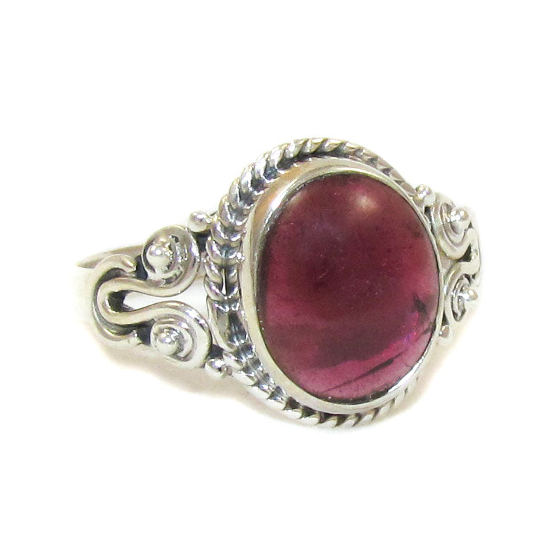 Granat Edelstein Heilstein Sterlingsilber Ring, Größe 58 - Willenskraft