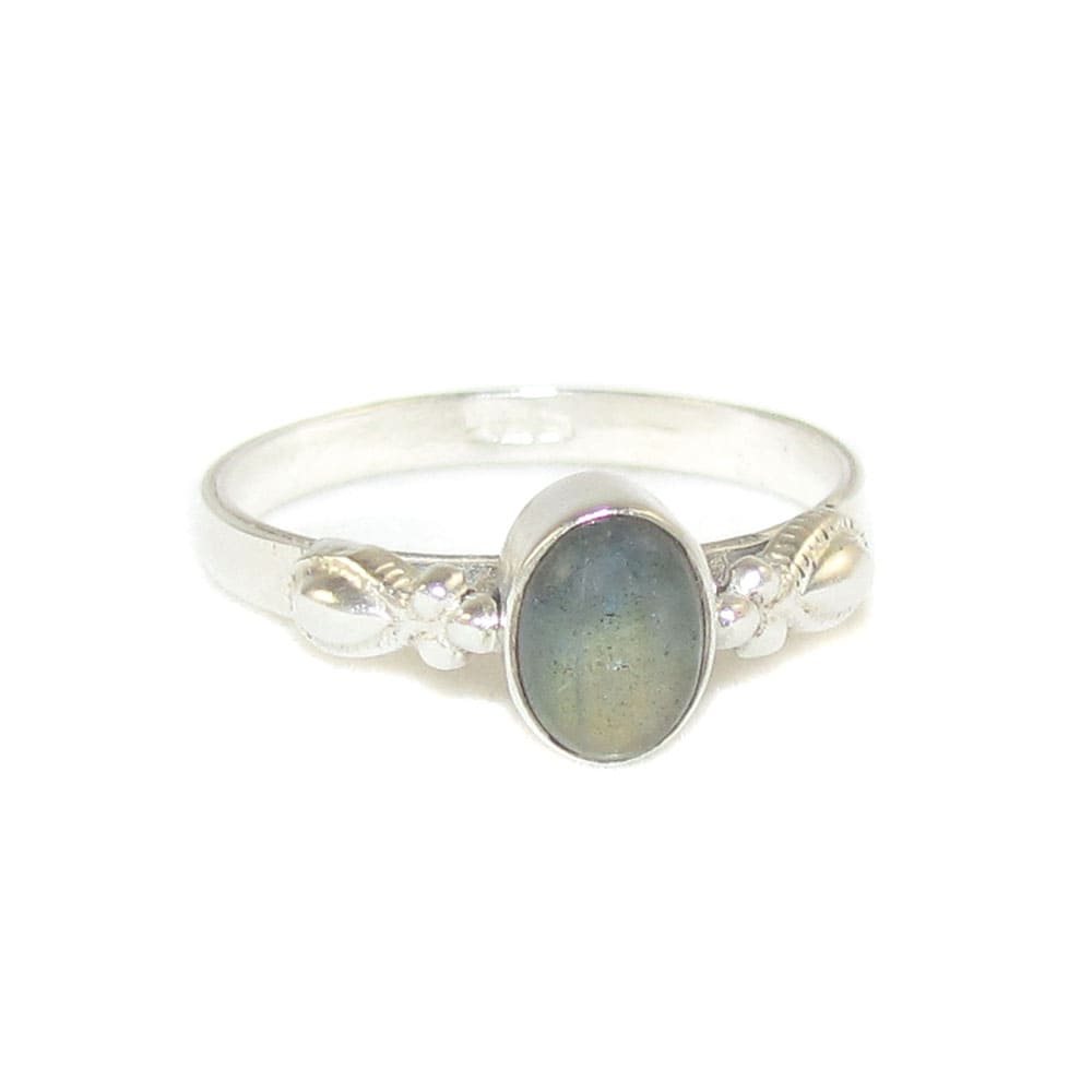 Labradorit Edelstein Heilstein Sterlingsilber Ring - Größe 56 - Harmonie