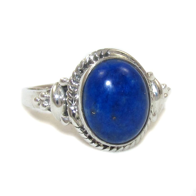 Lapislazuli Edelstein Heilstein Sterlingsilber Ring - Größe 59 - Selbstvertrauen