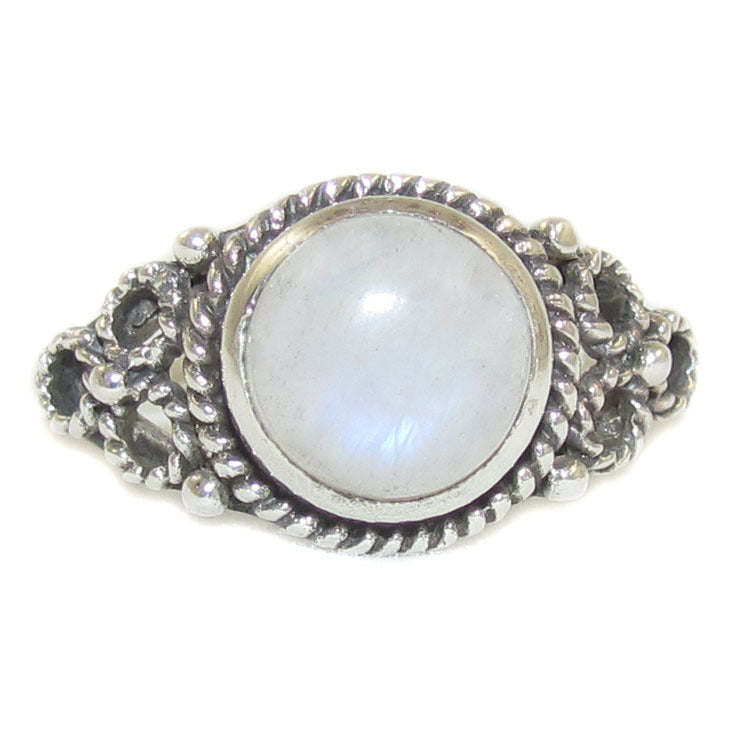 Regenbogen Mondstein Edelstein Heilstein Sterlingsilber Ring - Harmonie und Lebenslust