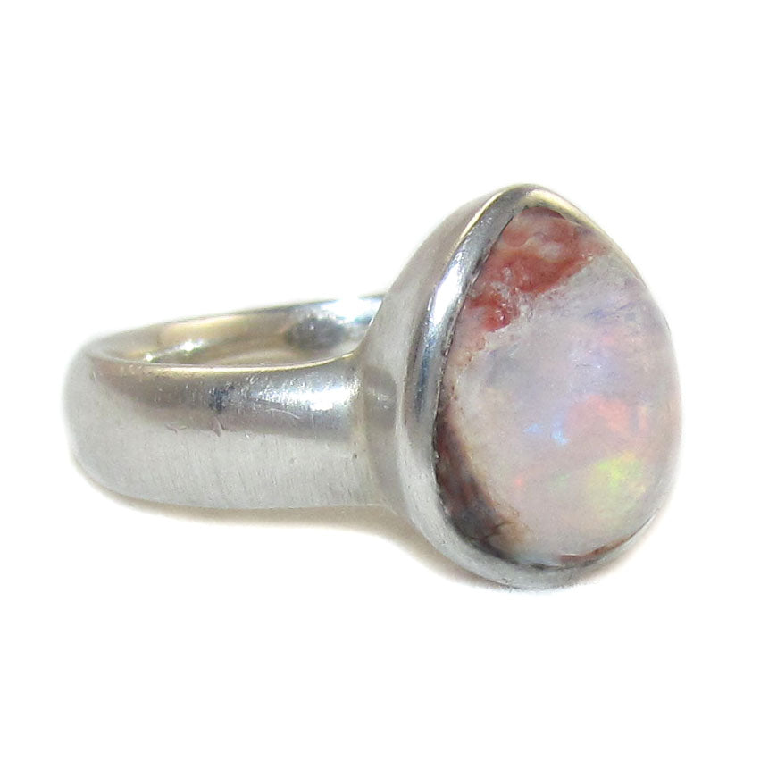 Feueropal Edelstein Sterlingsilber Ring, Größe 54 - Lebensfreude