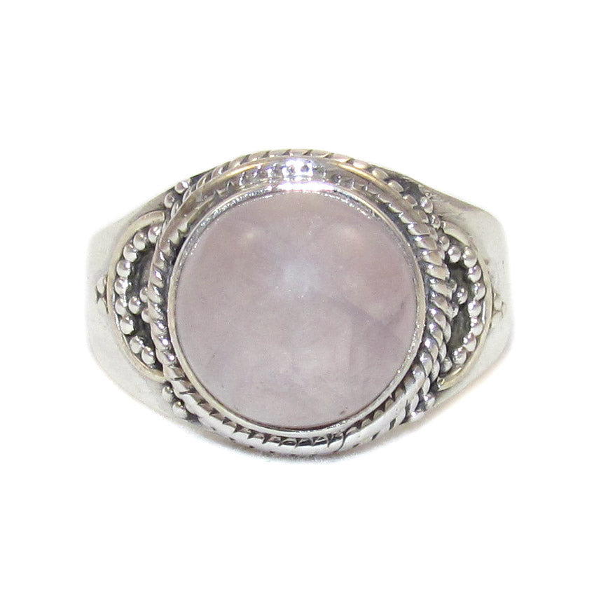 Rosenquarz Edelstein Heilstein Sterlingsilber Ring - Größe 57 - Liebe und Zufriedenheit