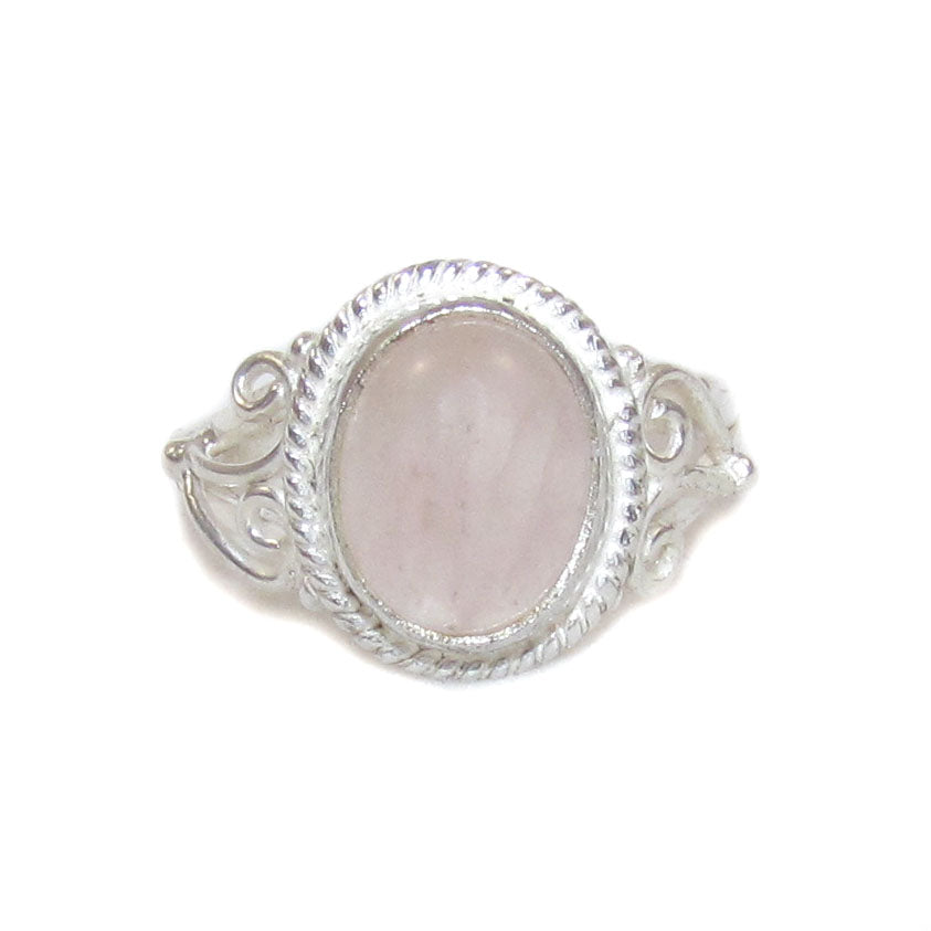 Rosenquarz Edelstein Heilstein Ring Sterlingsilber oval, Größe 55 - Zufriedenheit