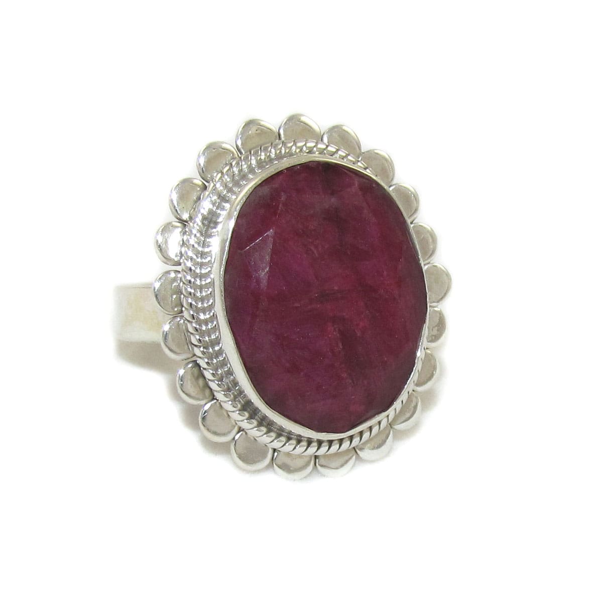 Rubin Edelstein Sterlingsilber Ring, rot, offen verstellbar - Glücksstein der Liebe