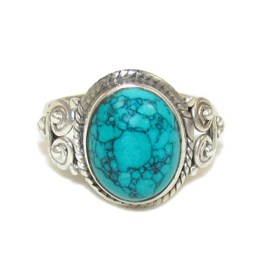 Türkis Edelstein Heilstein Sterlingsilber Ring - Größe 52 - Tatkraft, Erfolg