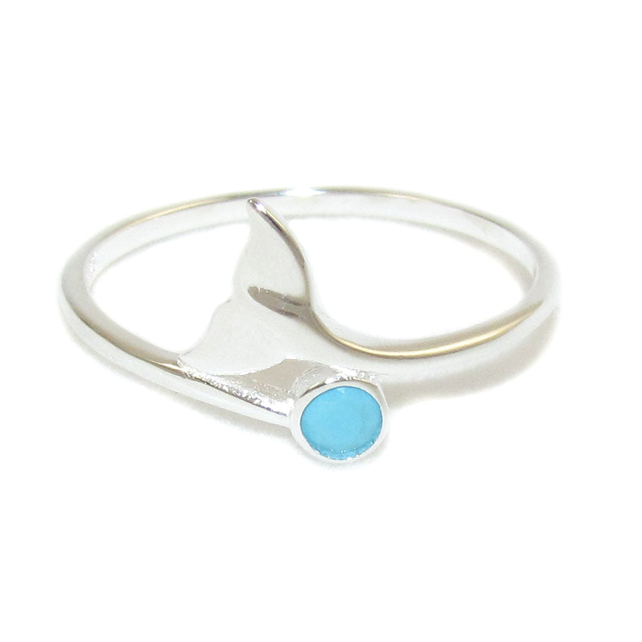 Walflosse Türkis Edelstein Ring Sterlingsiber, Krafttier Wal