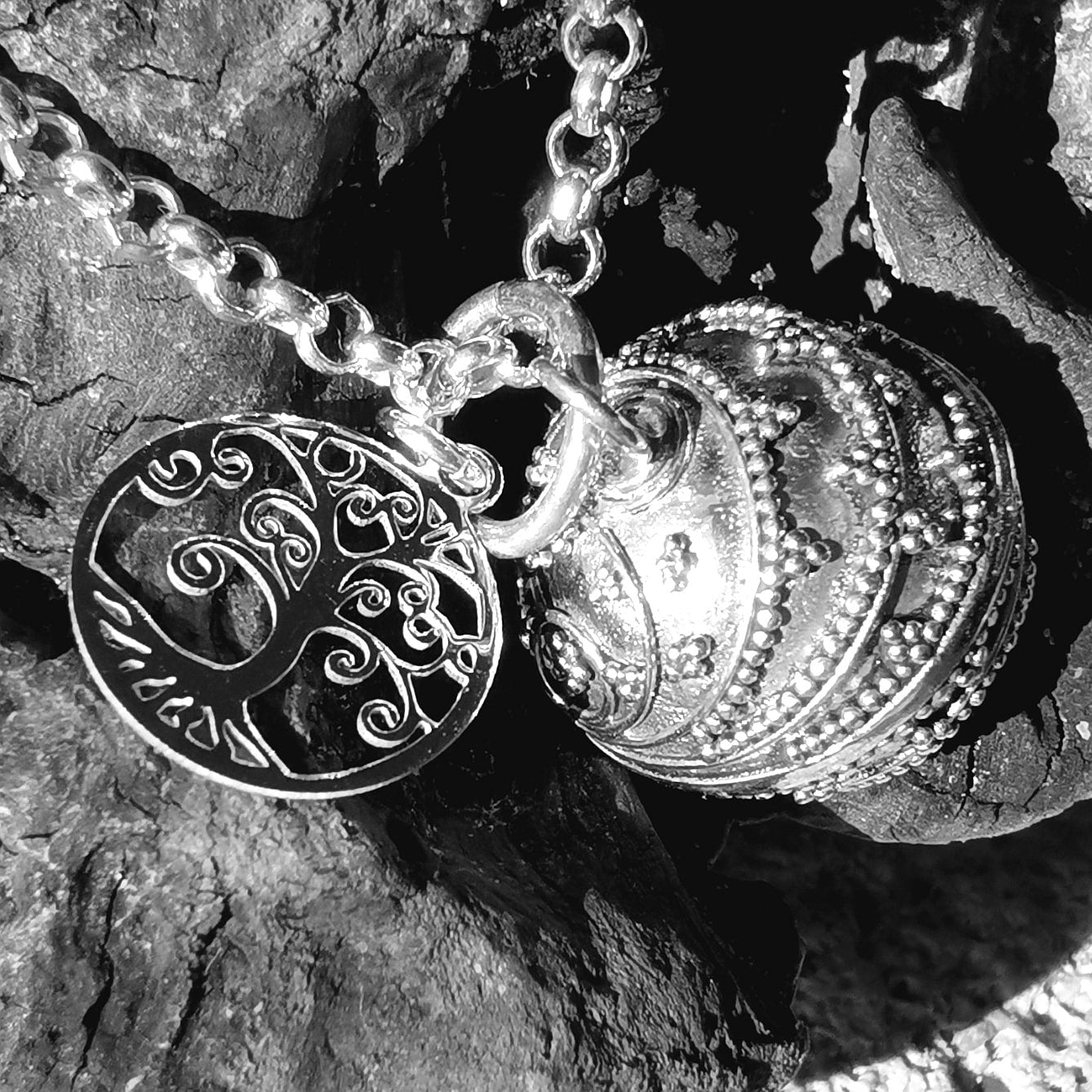 Engelsrufer Lebensbaum Glücksbringer Sterlingsilber Karma Kette, geweiht - Himmel und Erde