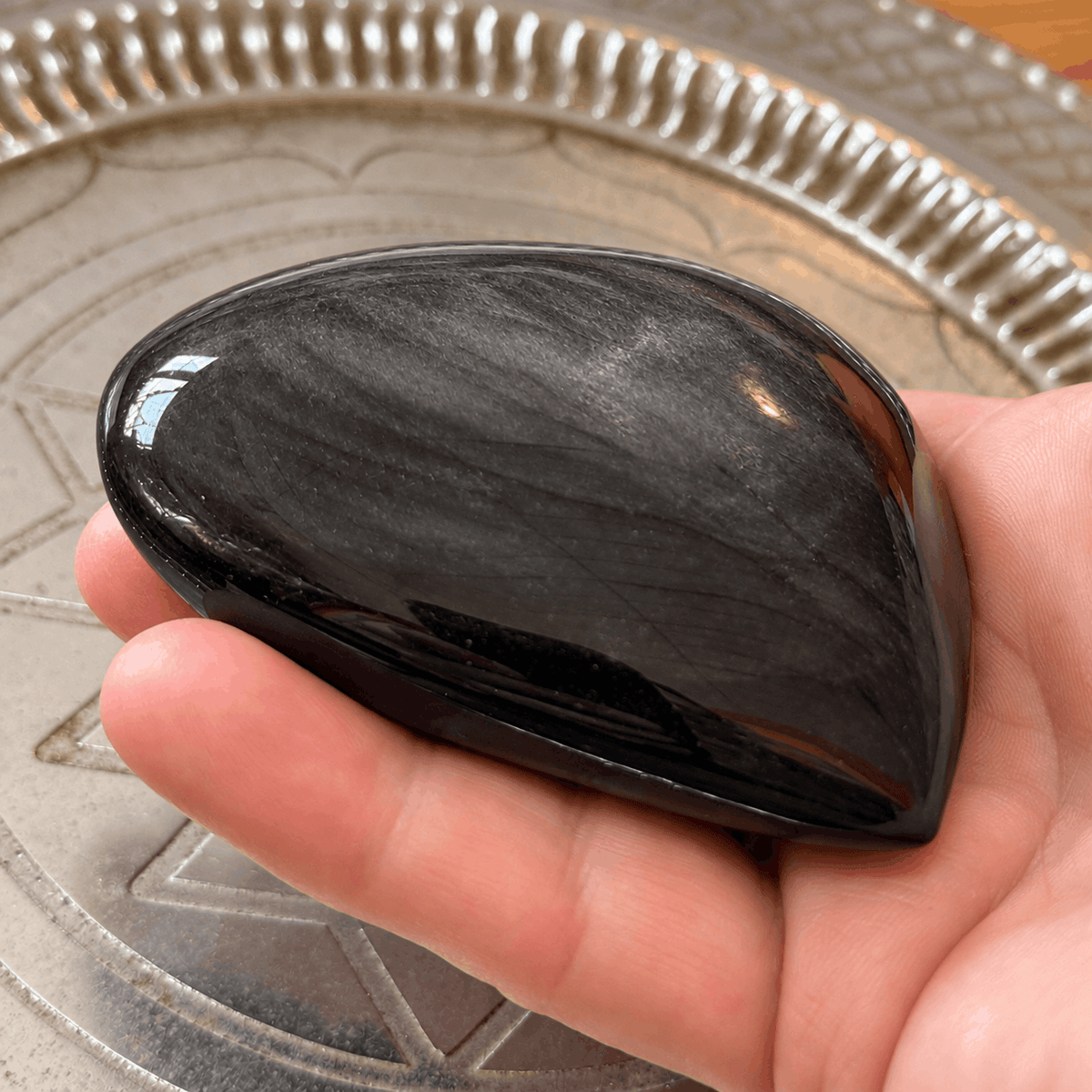 Regenbogen Obsidian Edelstein Herz XL – Meditation · Reiki · Yoga - Schutz