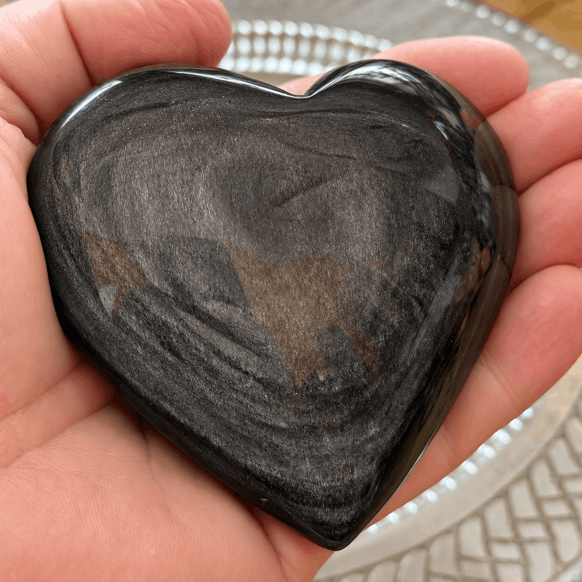 Regenbogen Obsidian Edelstein Herz XL – Meditation · Reiki · Yoga - Schutz
