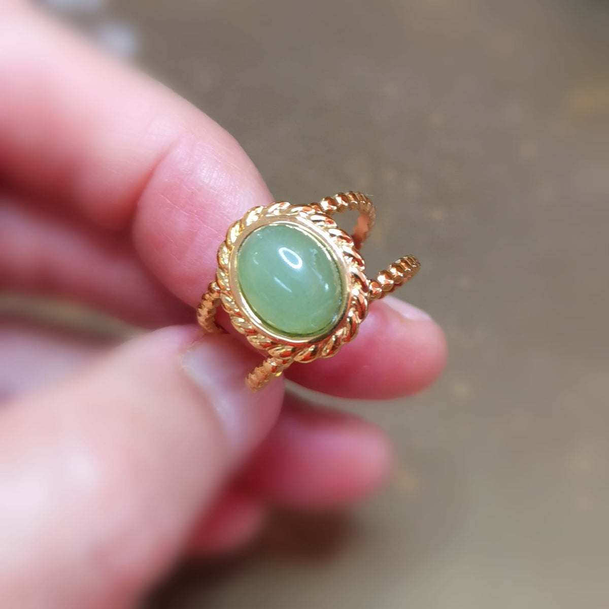Aventurin Ring – Lebensfreude & Zuversicht Echtstein · Edelstahl · 18 Karat vergoldet