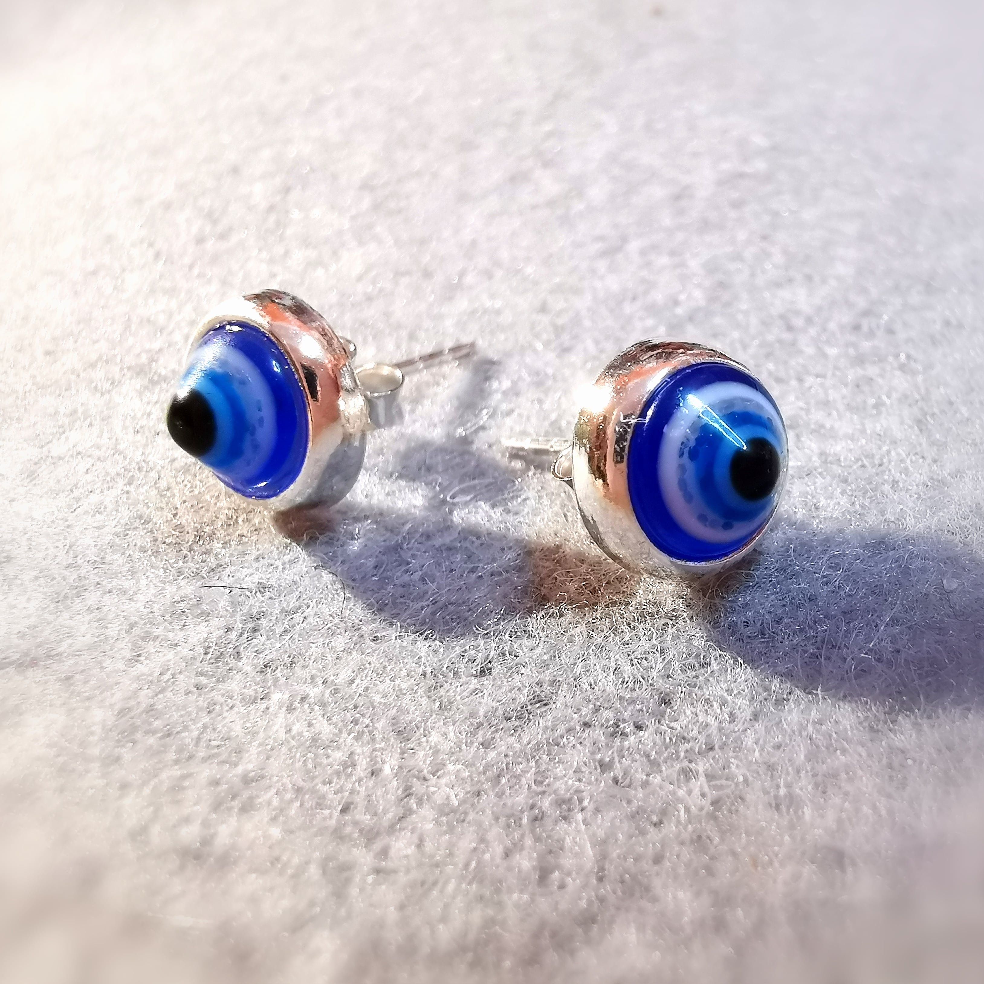 Auge von Nazar türkisches Auge Murano Glas Ohrstecker Ohrringe Sterlingsilber, geweiht - Schutz