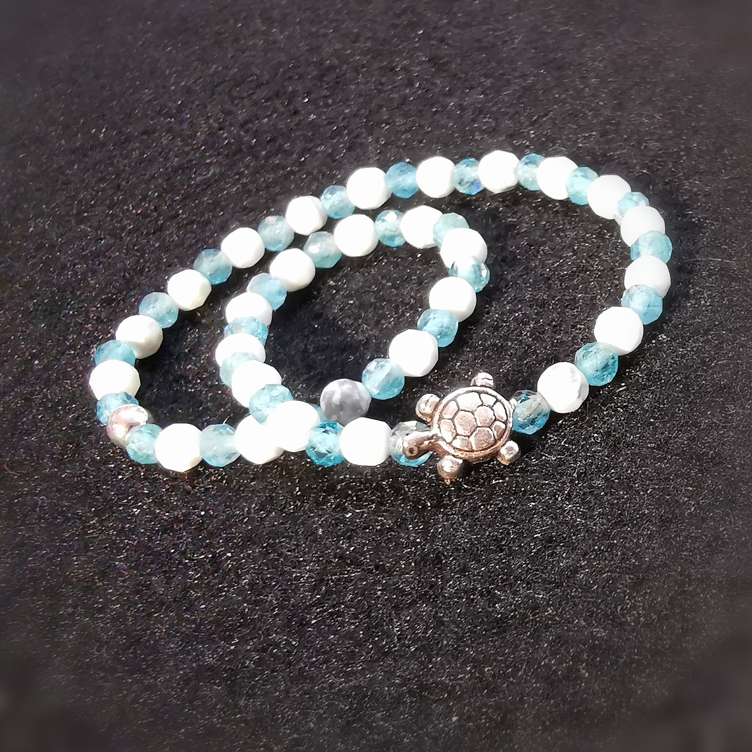 Schildkröte Wasserschildkröte Edelstein Mix Karma Armband, Apatit Magnesit Heilsteine, geweiht, Freiheit und Freude