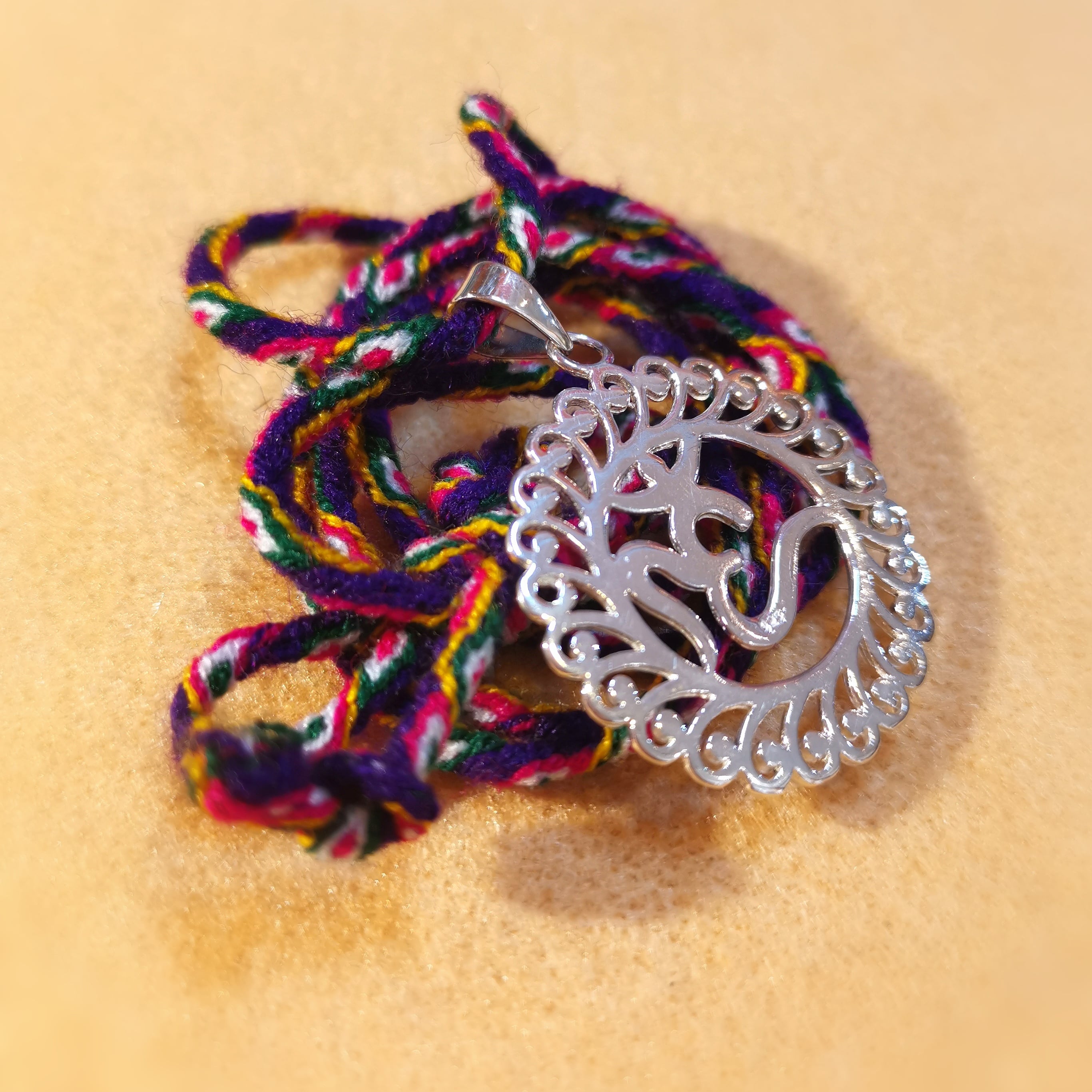 Om Symbol XL Amulett Boho Hippie Chakra Kette - inneren Frieden