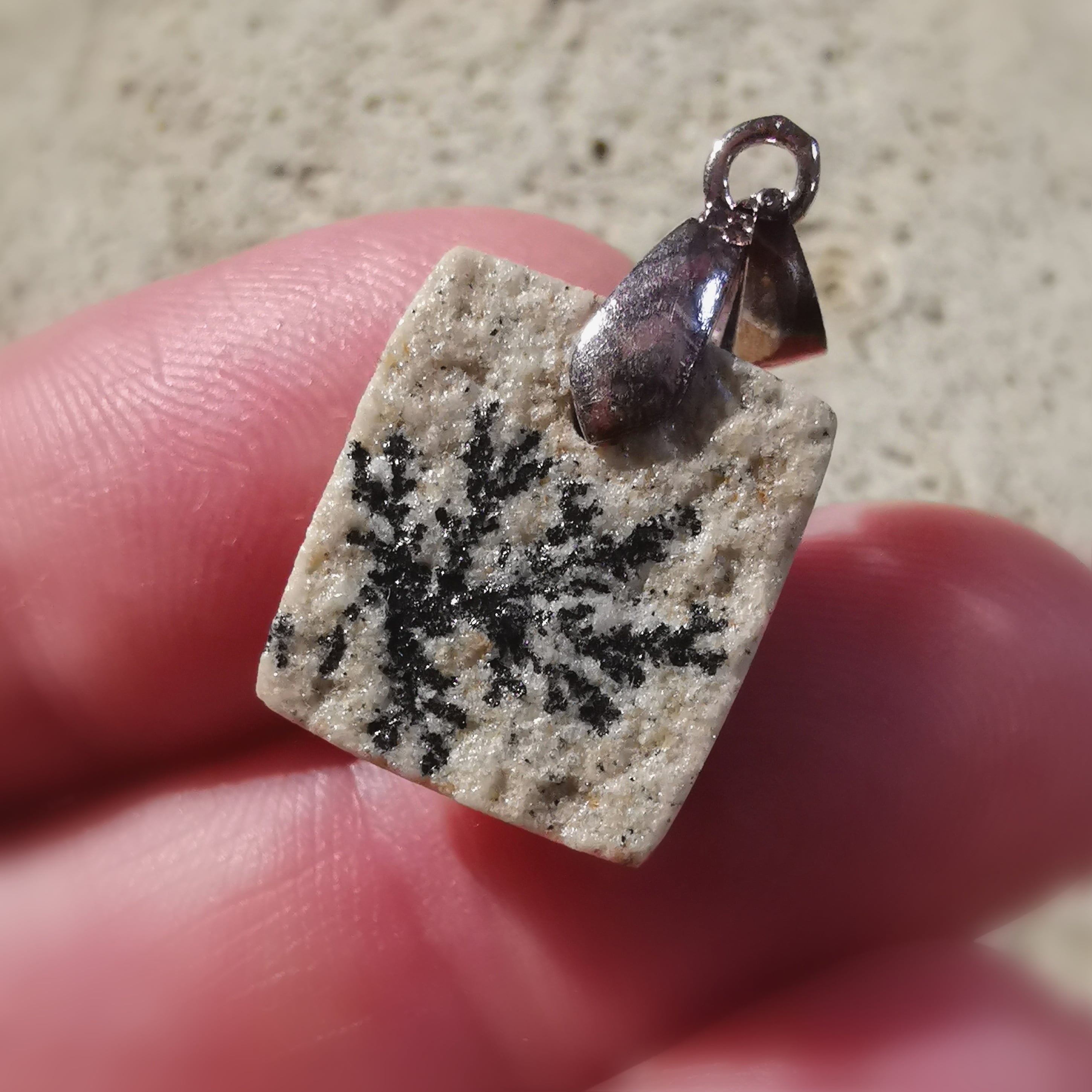 Pyrolusite healing stone gemstone karma pendant mini, consecrated, healing on all levels