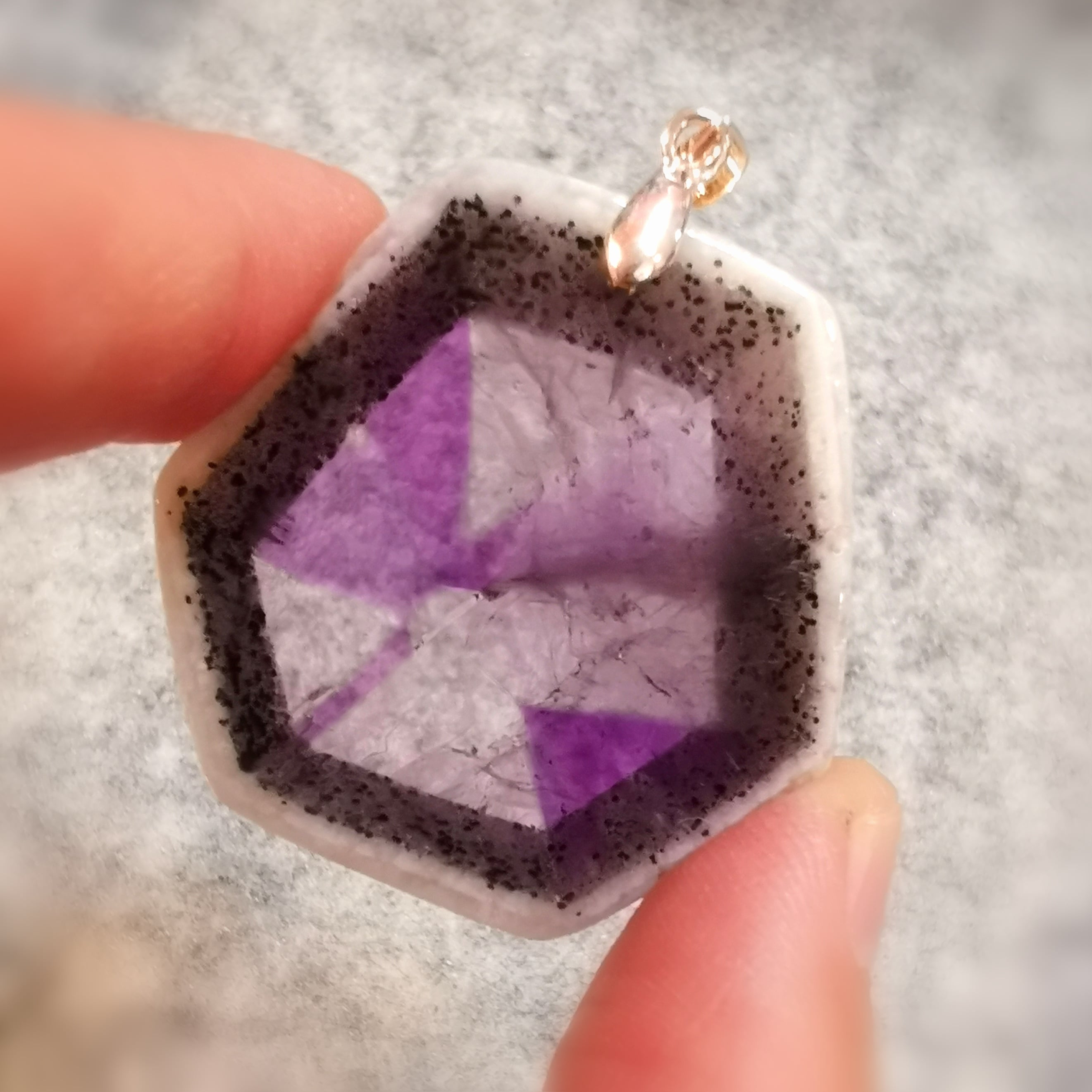 Amethyst Trapiche "Mühlrad" Karma Edelstein Karma Anhänger, Heilstein Rarität geweiht, Vertrauen und Spiritualität