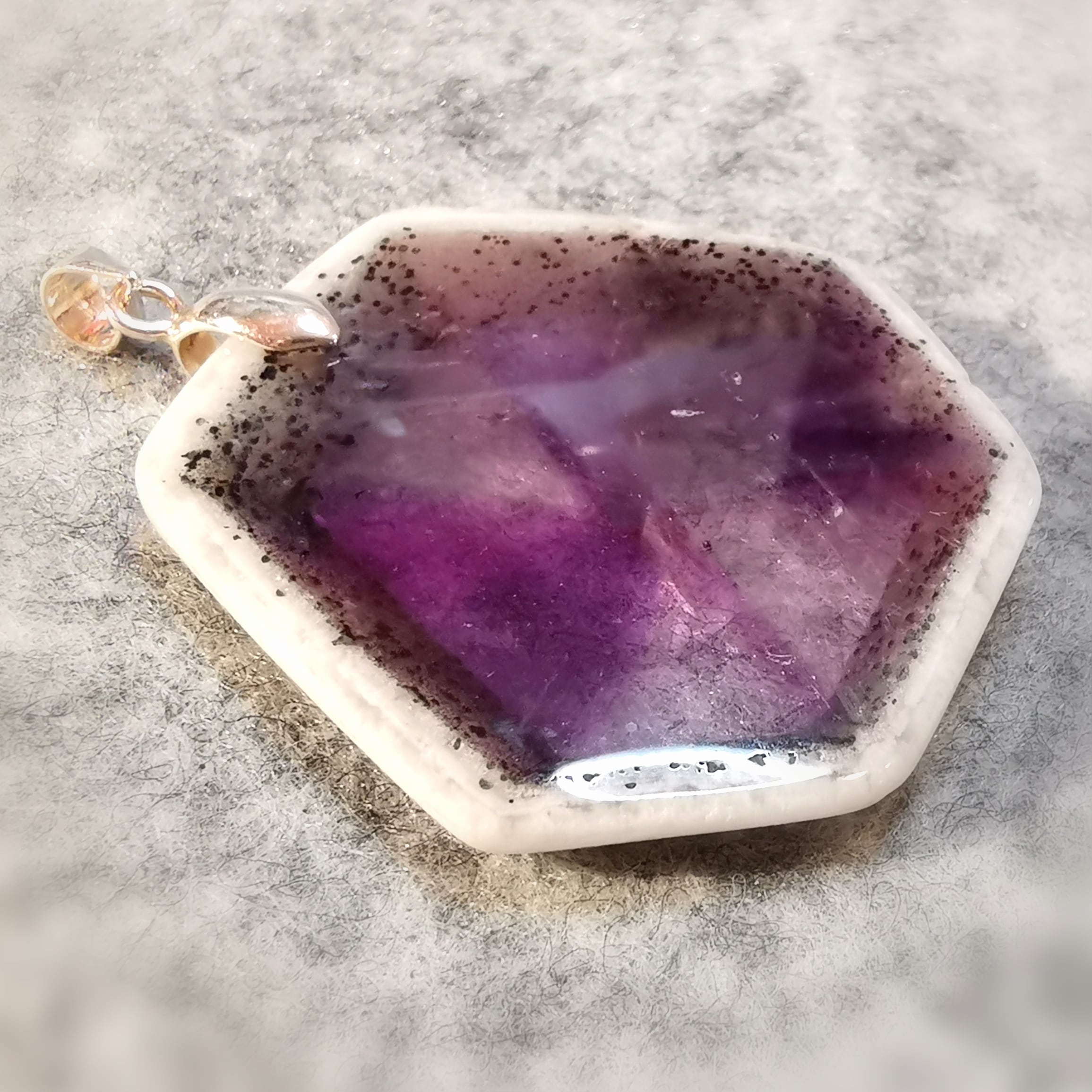 Amethyst Trapiche "Mühlrad" Karma Edelstein Karma Anhänger, Heilstein Rarität geweiht, Vertrauen und Spiritualität