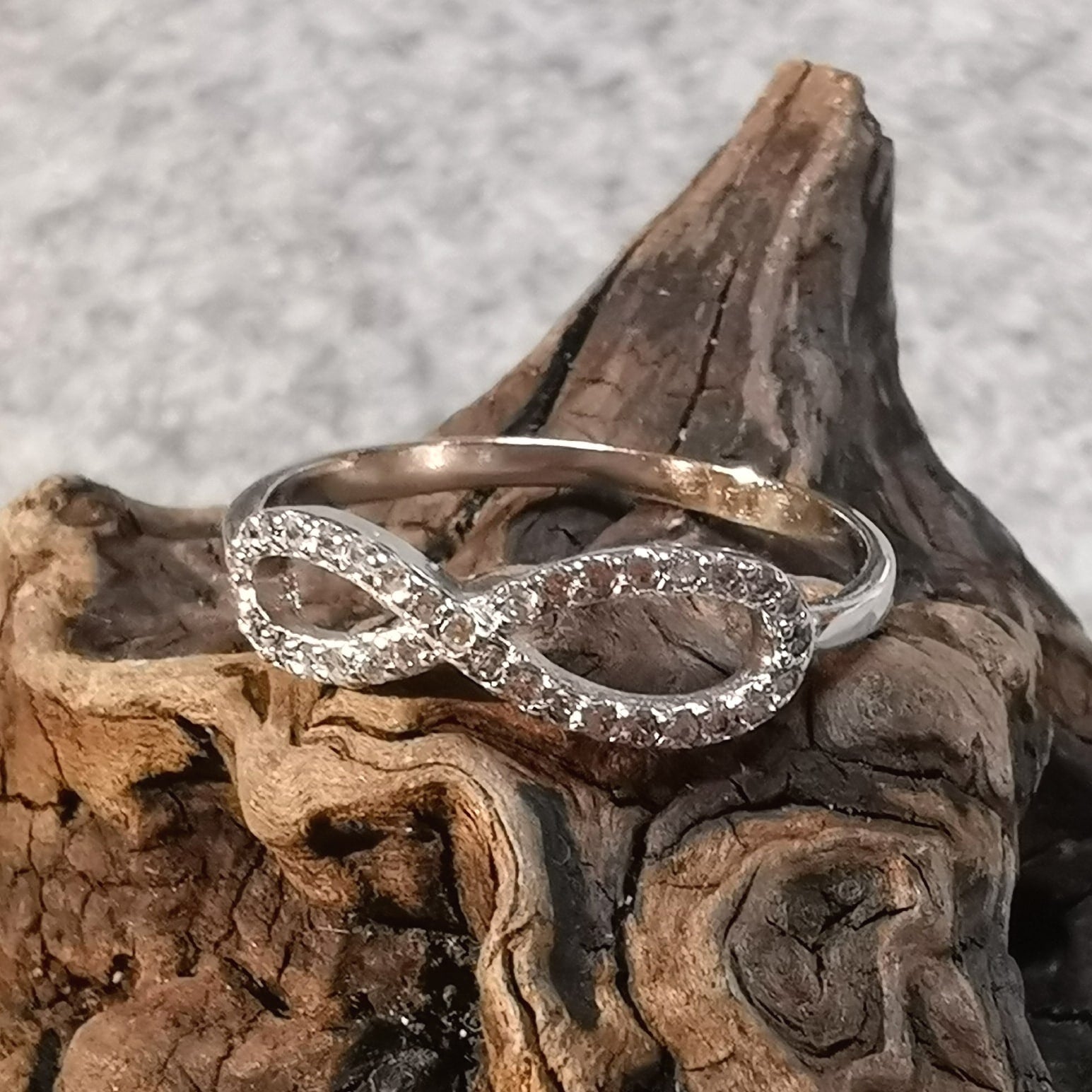 Unendlichkeit Infinity Sterlingsilber Ring, Größe 60, Swarovski Kristalle weiss - #fürimmer