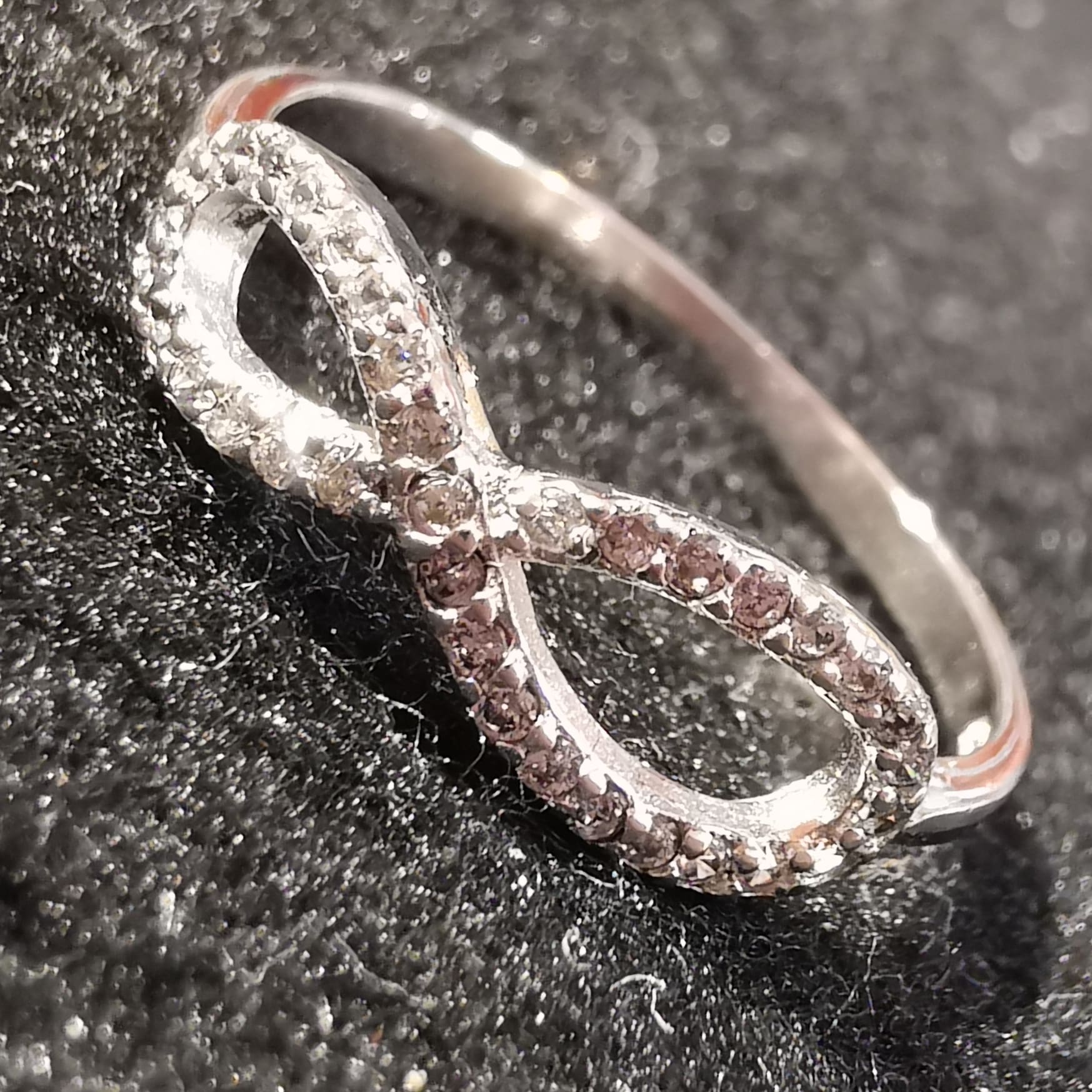 Unendlichkeit Infinity Sterlingsilber Ring, Größe 60, Swarovski Kristalle weiss - #fürimmer