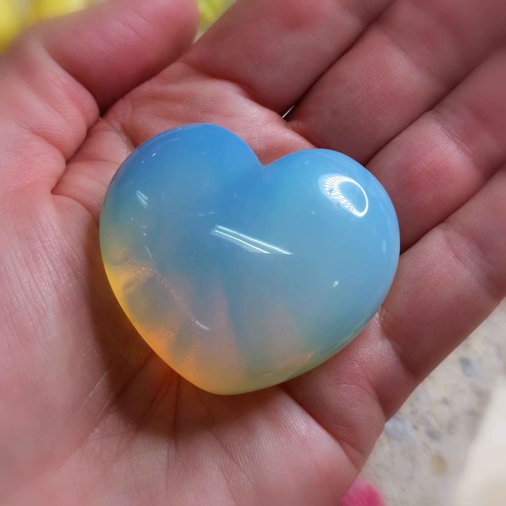 Opalite Healing Stone Karma Chakra Heart XL, Palm Stone Meditation Stone - for Inner Peace and Healthy Sleep