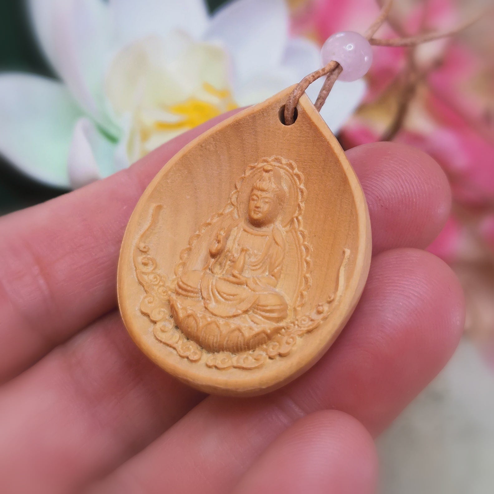 Kuan Yin, Buddha Holz Karma Schmuck, Aura Chakra Glückskette, innerer Frieden