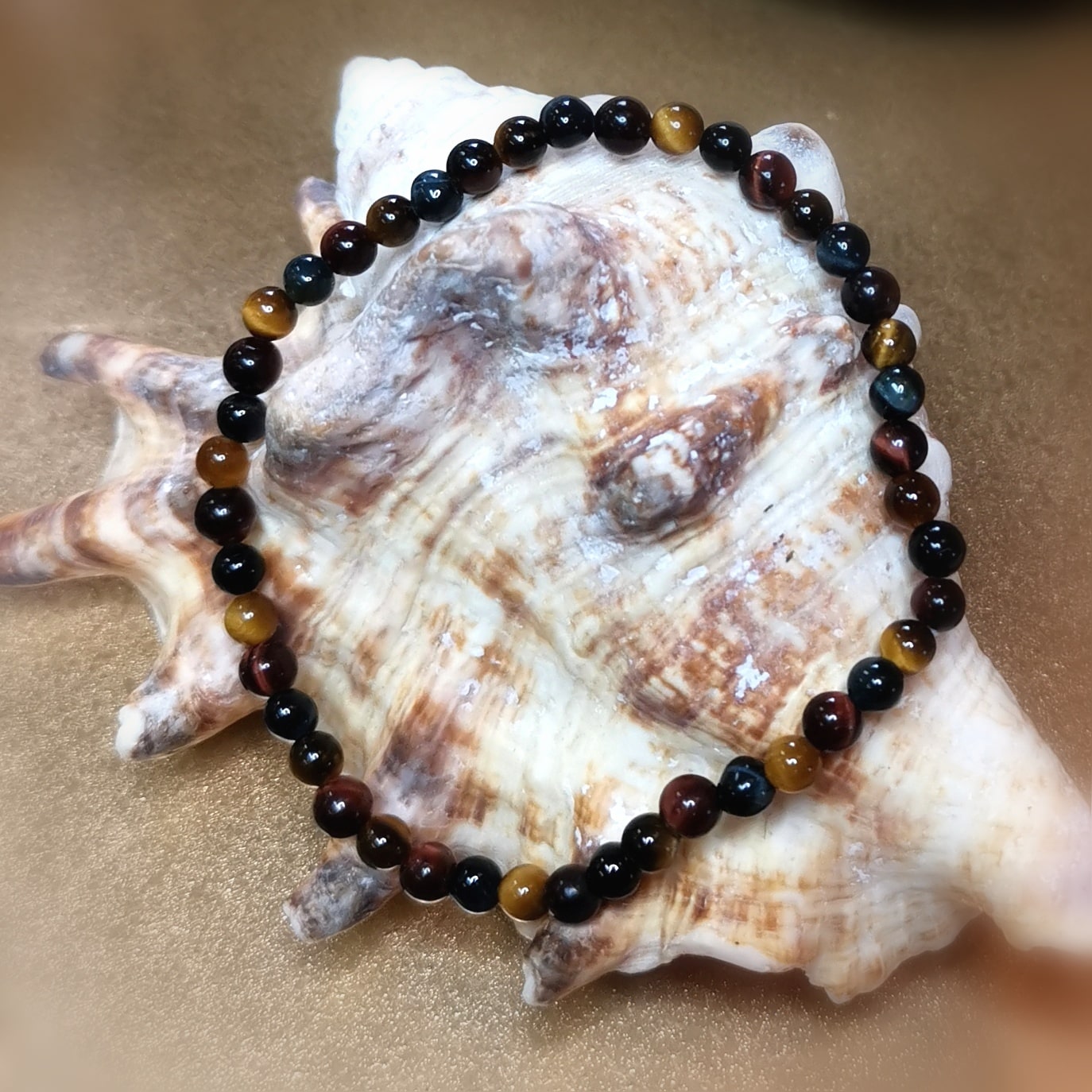 Pulsera de piedra curativa con piedras preciosas de ojo de halcón y ojo de tigre, calidad AA de 4 mm, fuerza y ​​coraje