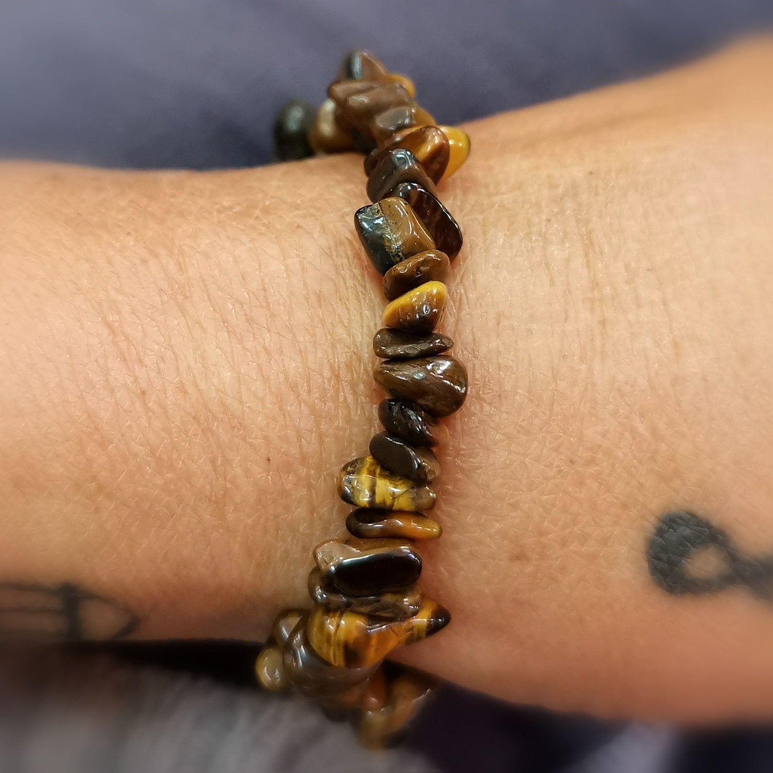 Tiger Eye Classic, Vintage Gemstone Healing Stone Bracelet, Strength and Courage