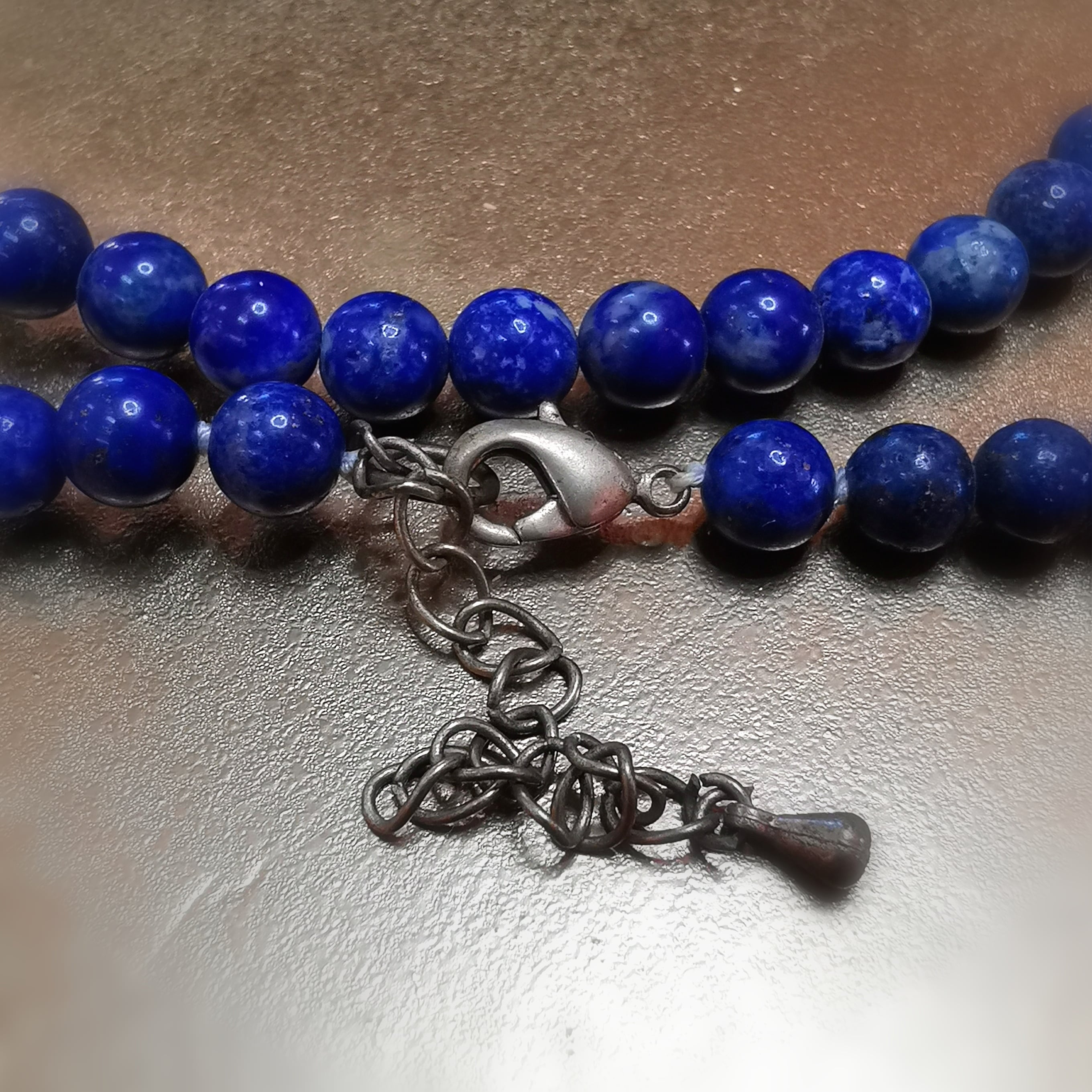 Lapislazuli Perlenkette Edelstein Heilstein Karma Kette 56 -52 cm, geweiht - Würde und Authentizität "ich bin"