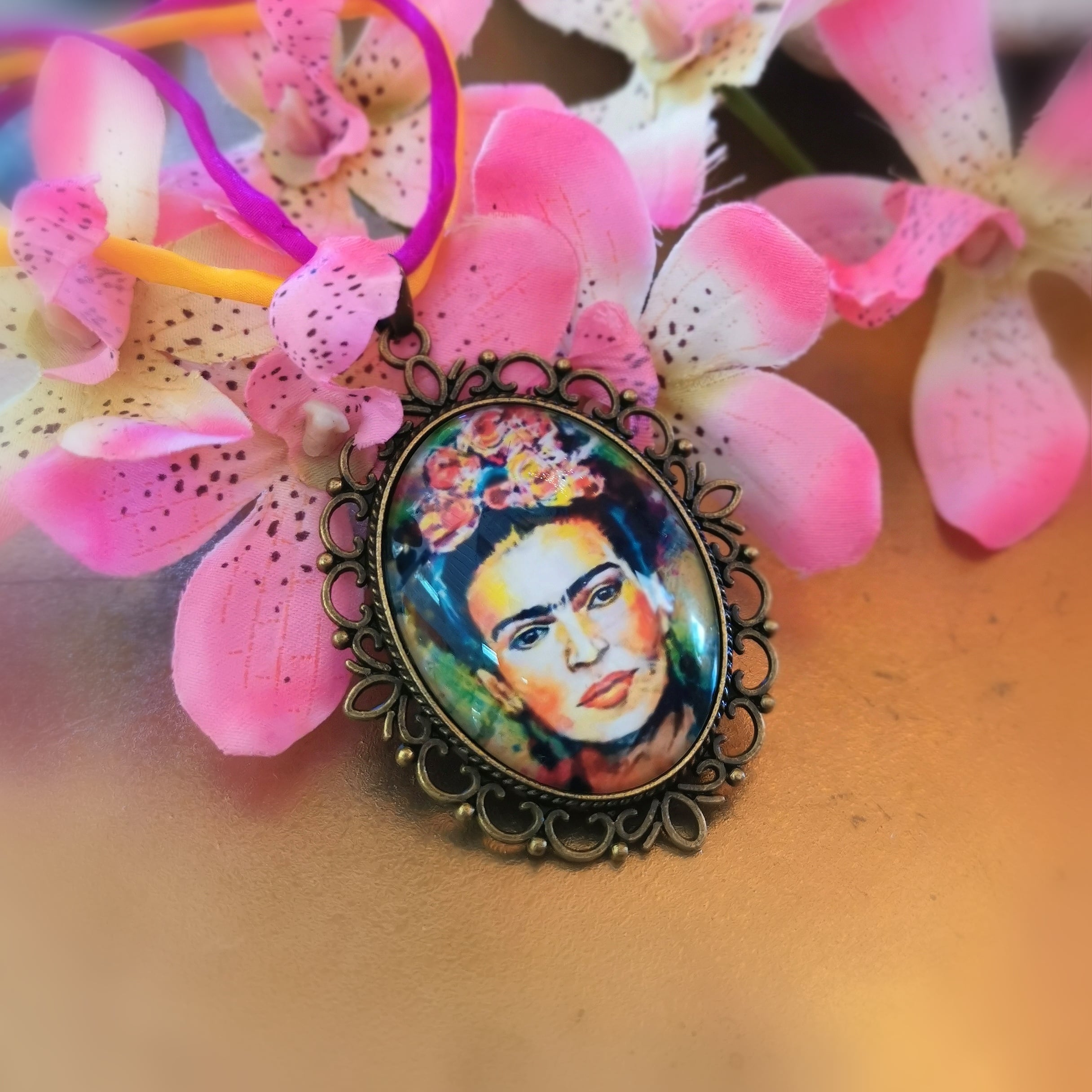 Frida Kahlo Amulett Karma Kette geweiht, Liebe und Mut