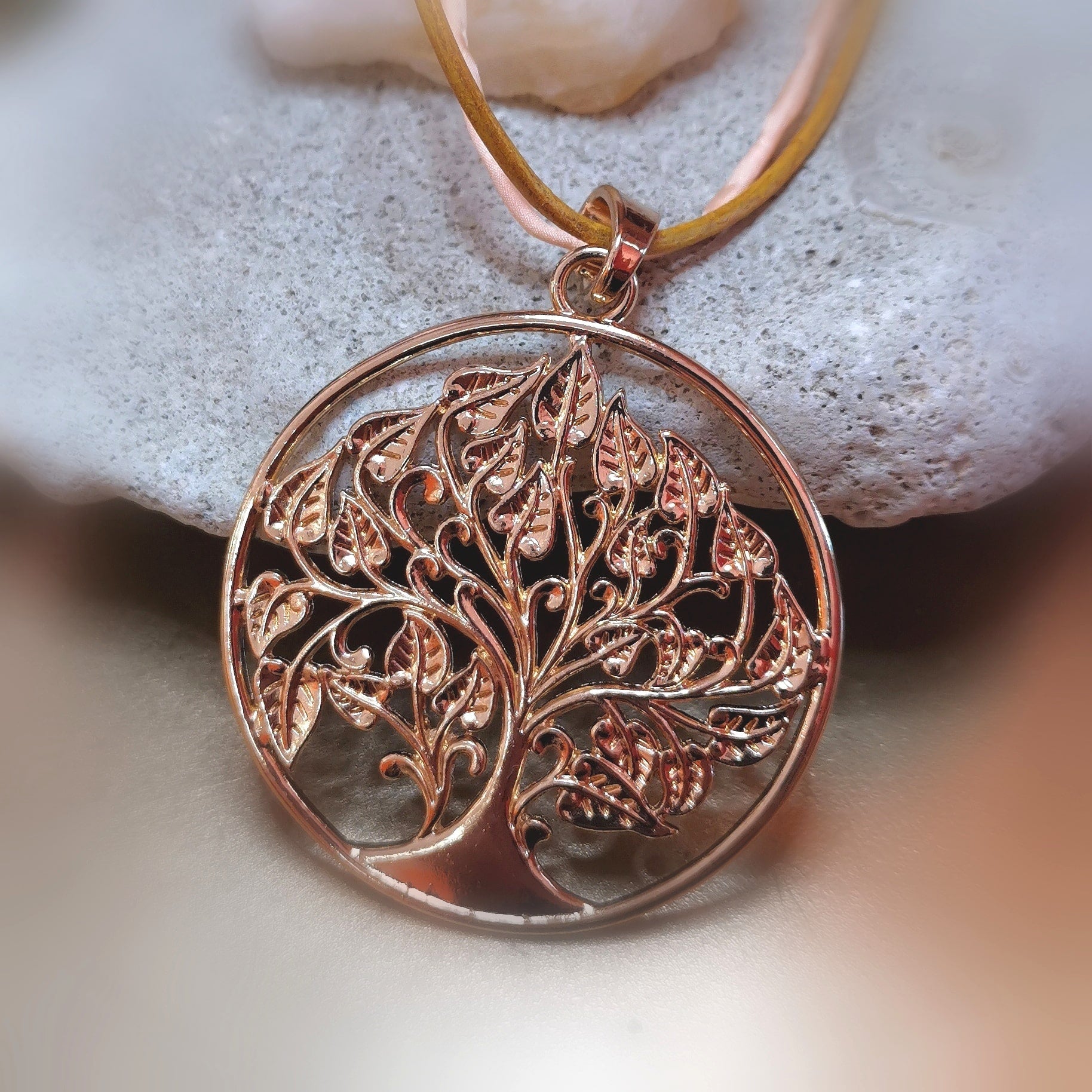 Lebensbaum Symbol XL Amulett Boho Hippie Kette Gold - neue Kraft