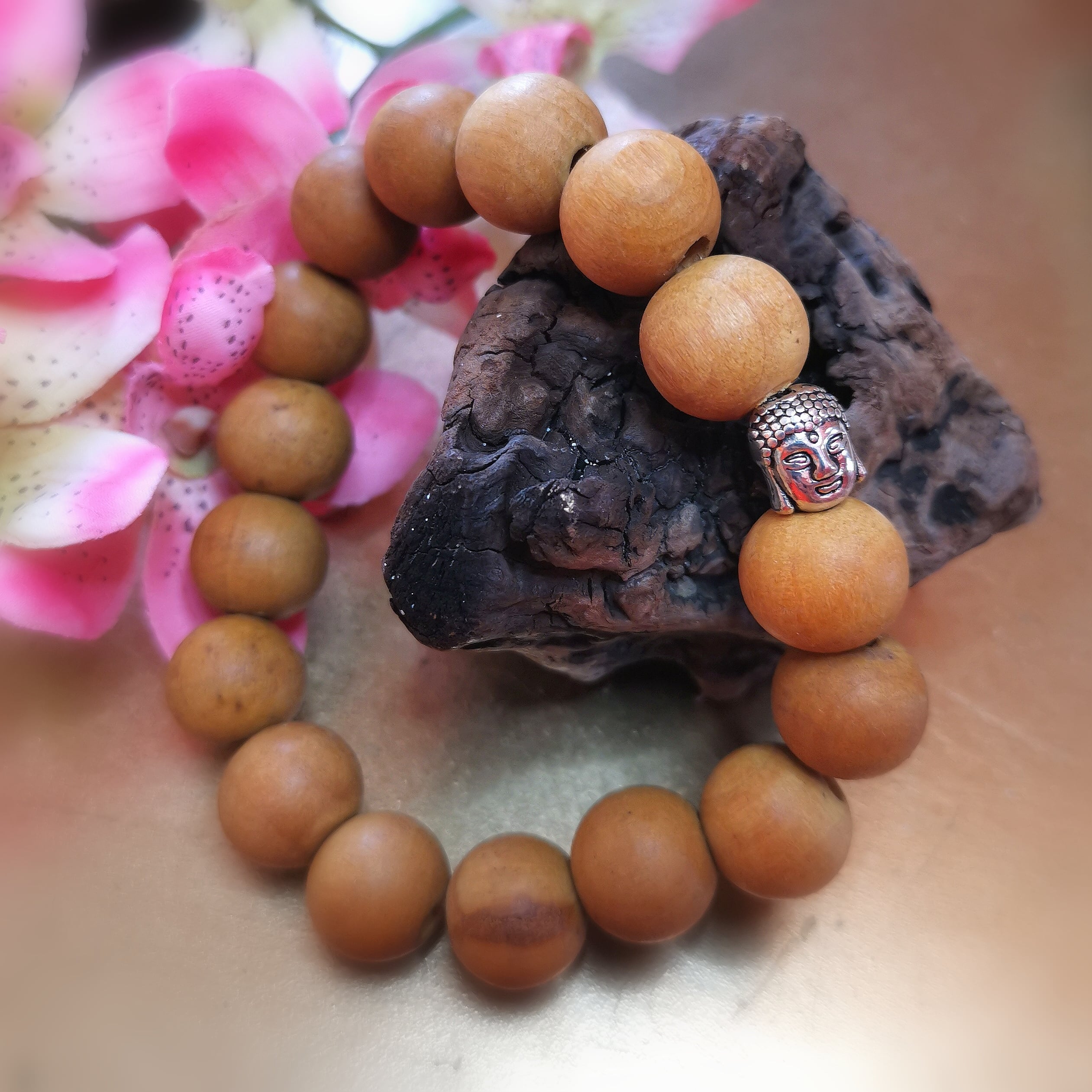 Holz Buddha Armband Unisex, Karma Schmuck für Meditation, Kraft und Gelassenheit