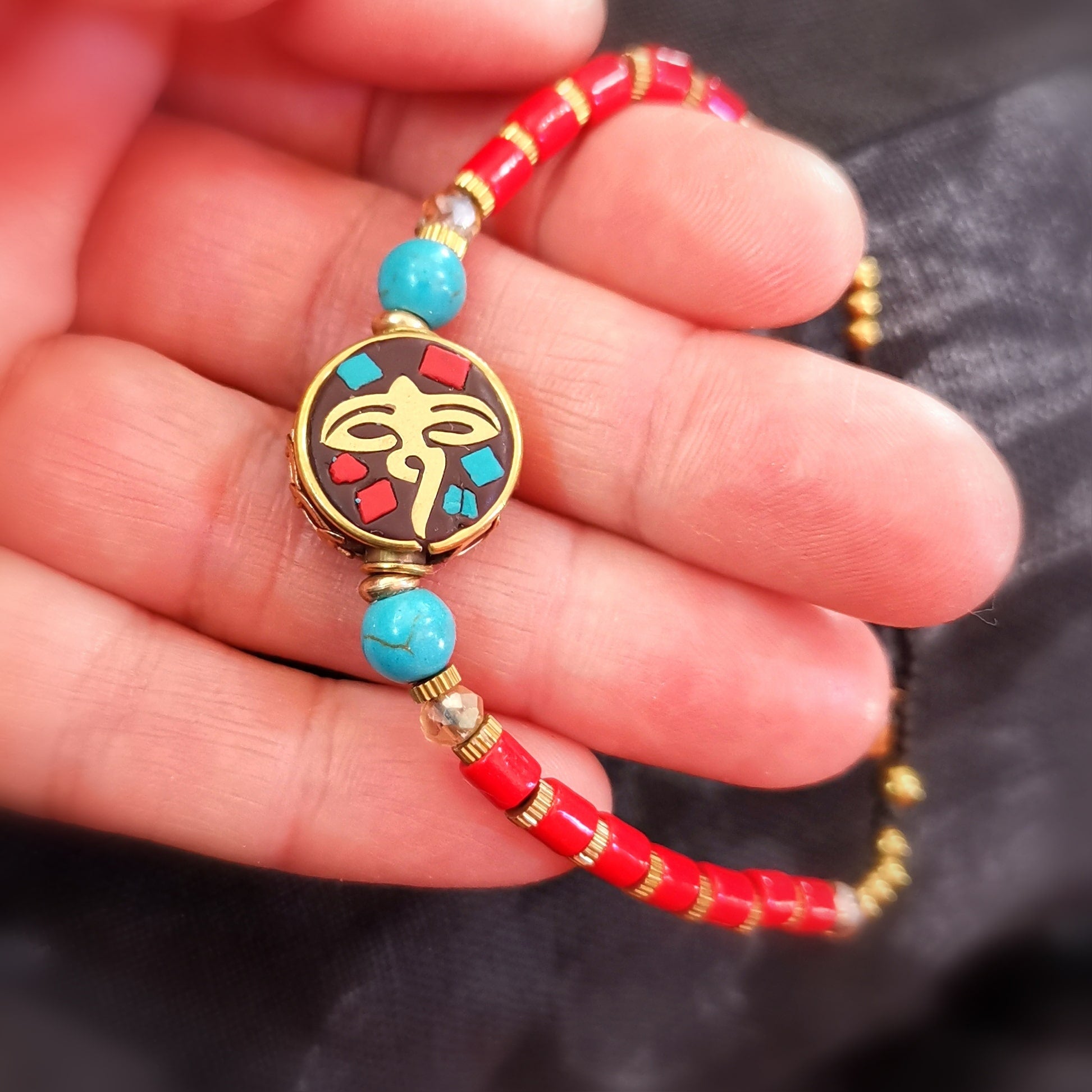 Buddha Augen Tibet Boho Hippie Karma Armband Einlegearbeit, Schutz