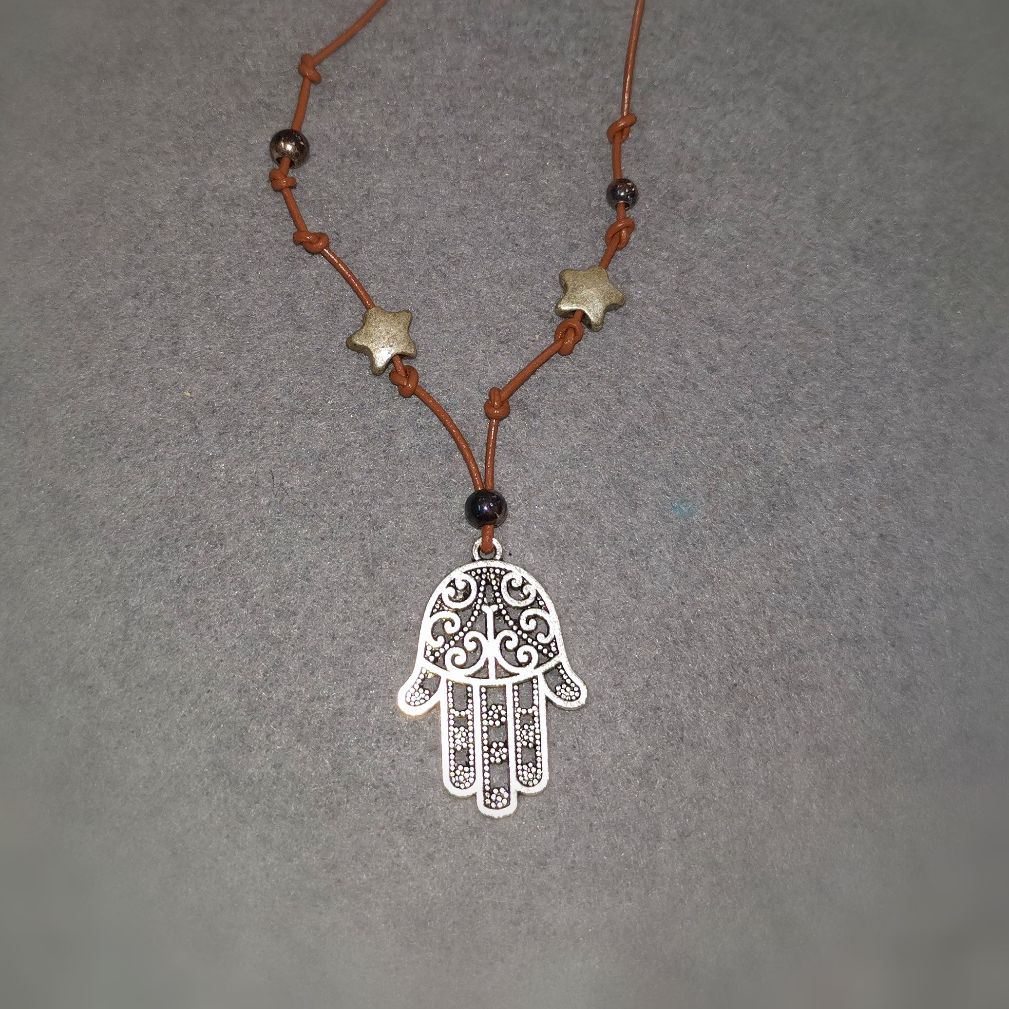 Heilende Hand Fatimas Leder Boho Hippie Karma Kette