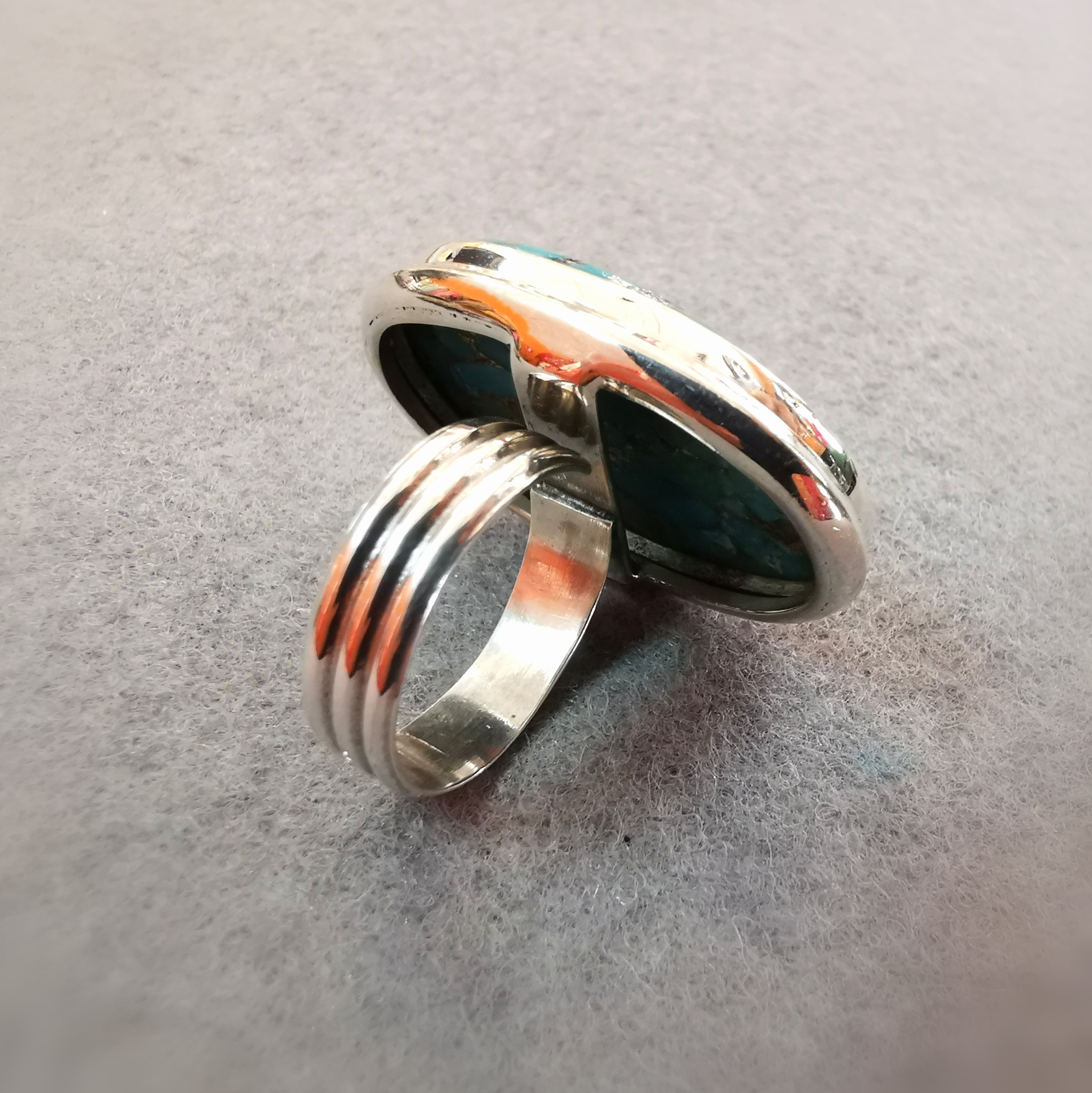 Türkis Pyrit Edelstein Sterlingsilber Ring, AA Heilstein Qualität, Karma Chakra Fingerring, Kraft und Authentizität