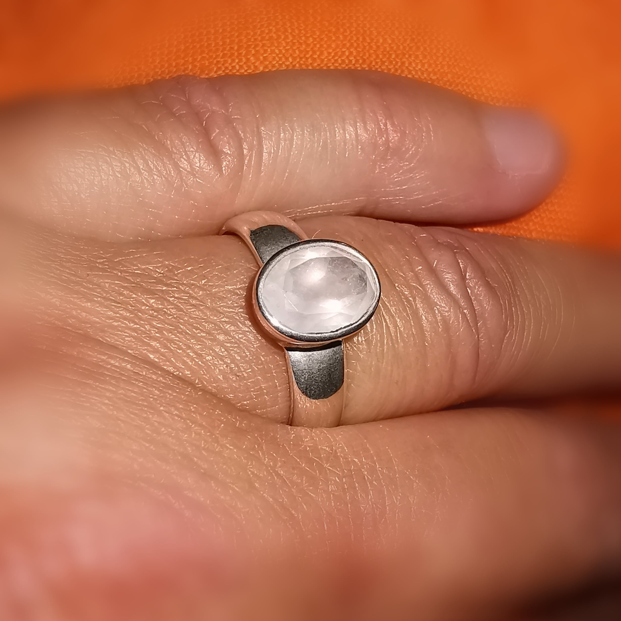 Rosenquarz AA Qualität Edelstein Sterlingsilber Ring Karma Herzchakra Fingerring Größe 54, facettiert, lichtvoll