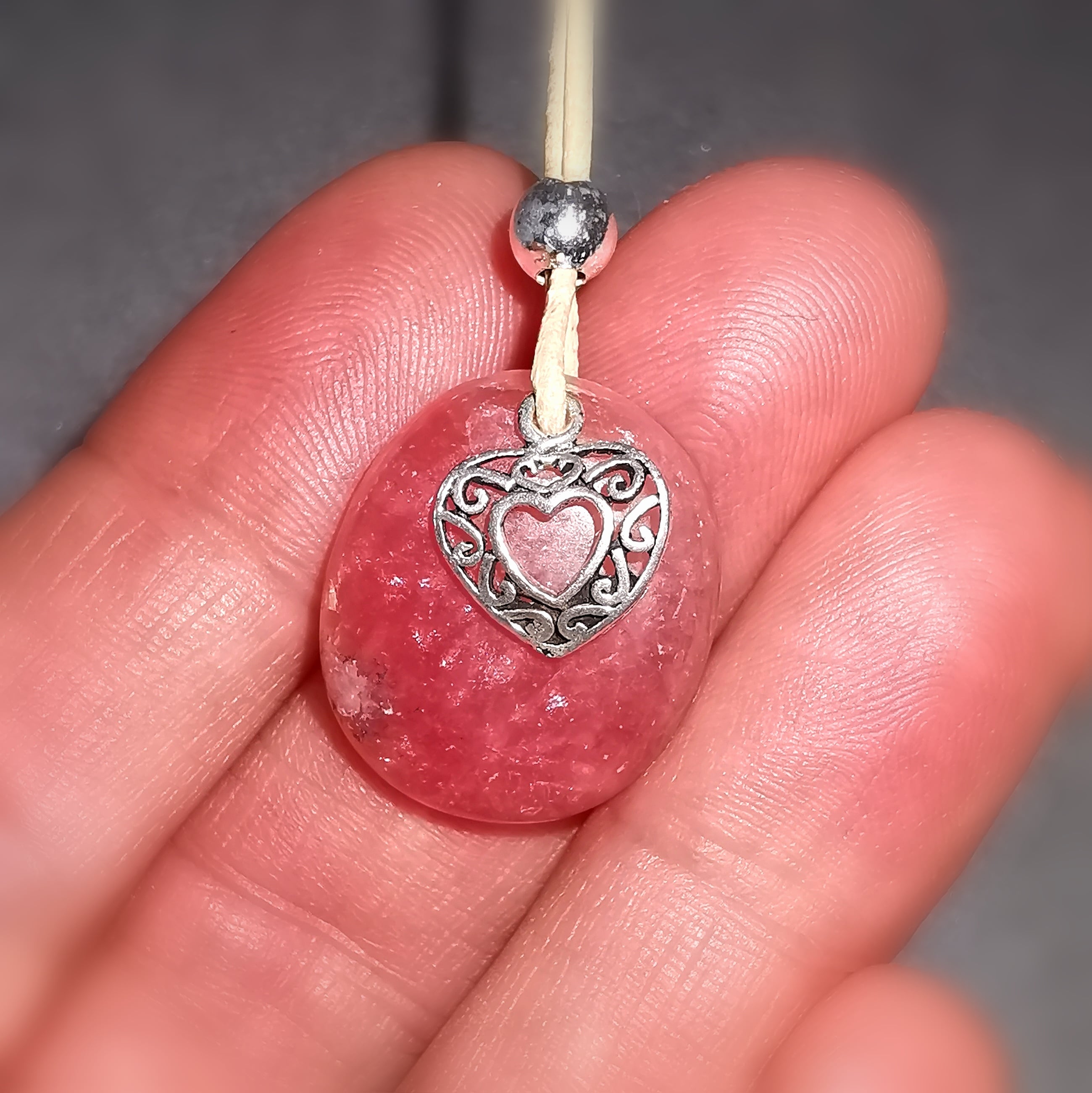 Rhodochrosit Edelstein Sterlingsilber Herz Karma Kette #liebevoll