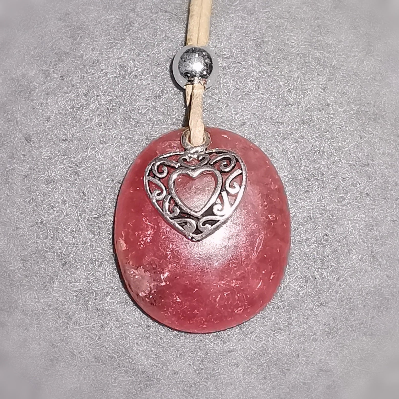 Rhodochrosit Edelstein Sterlingsilber Herz Karma Kette #liebevoll